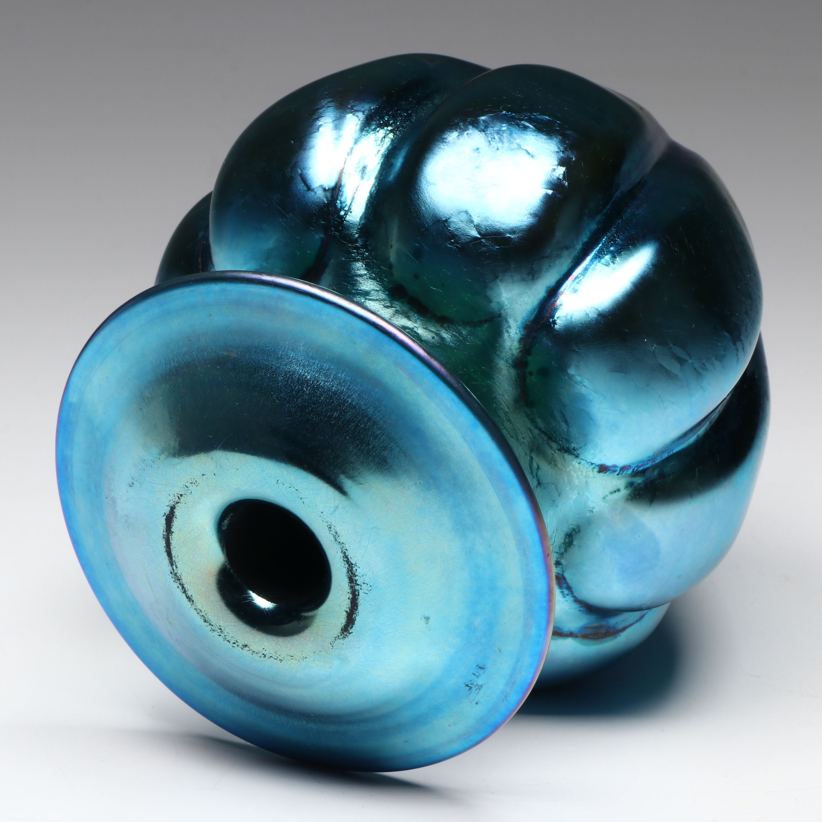 Frederick Carder for Steuben Blue Aurene Art Glass Lamp Body