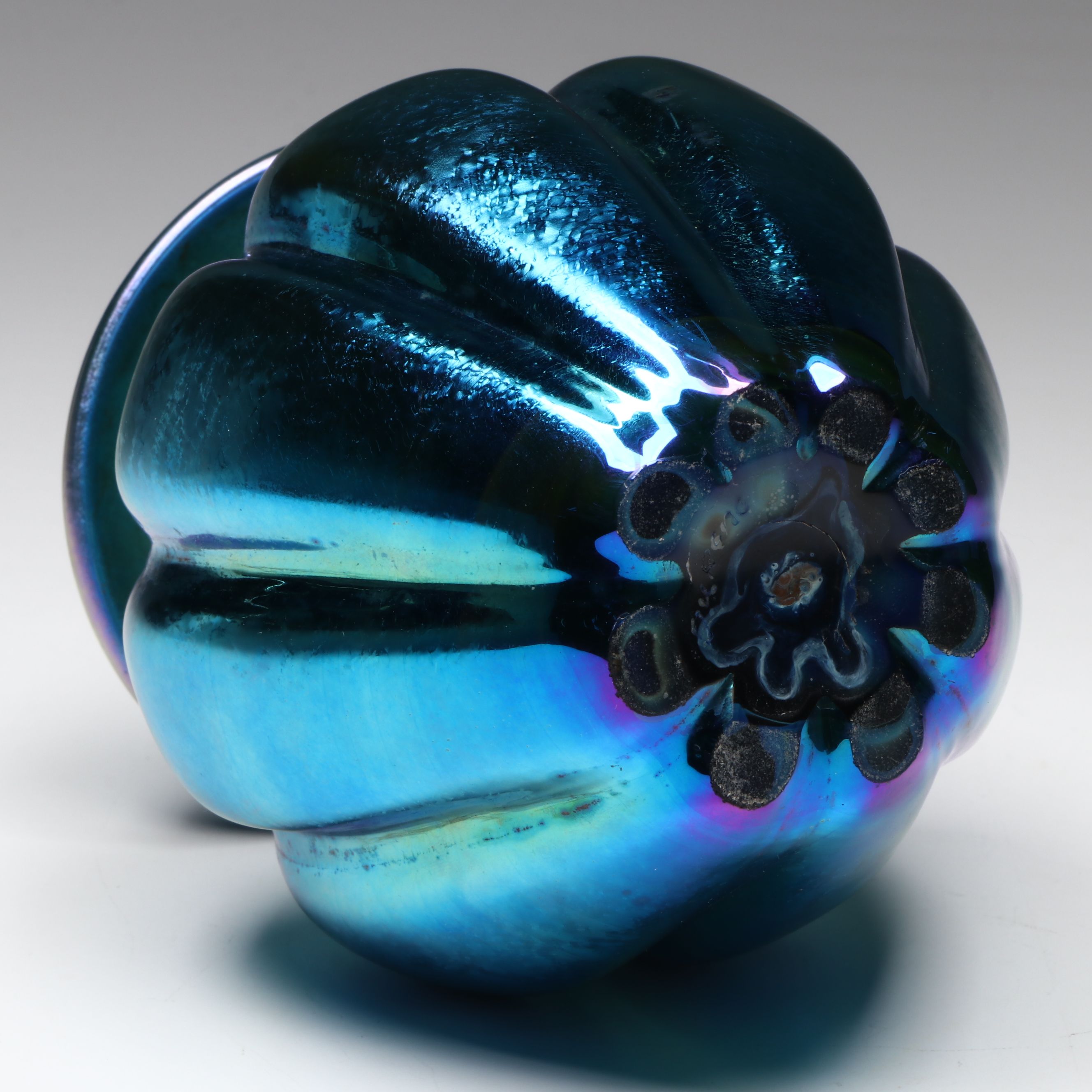 Frederick Carder for Steuben Blue Aurene Art Glass Lamp Body