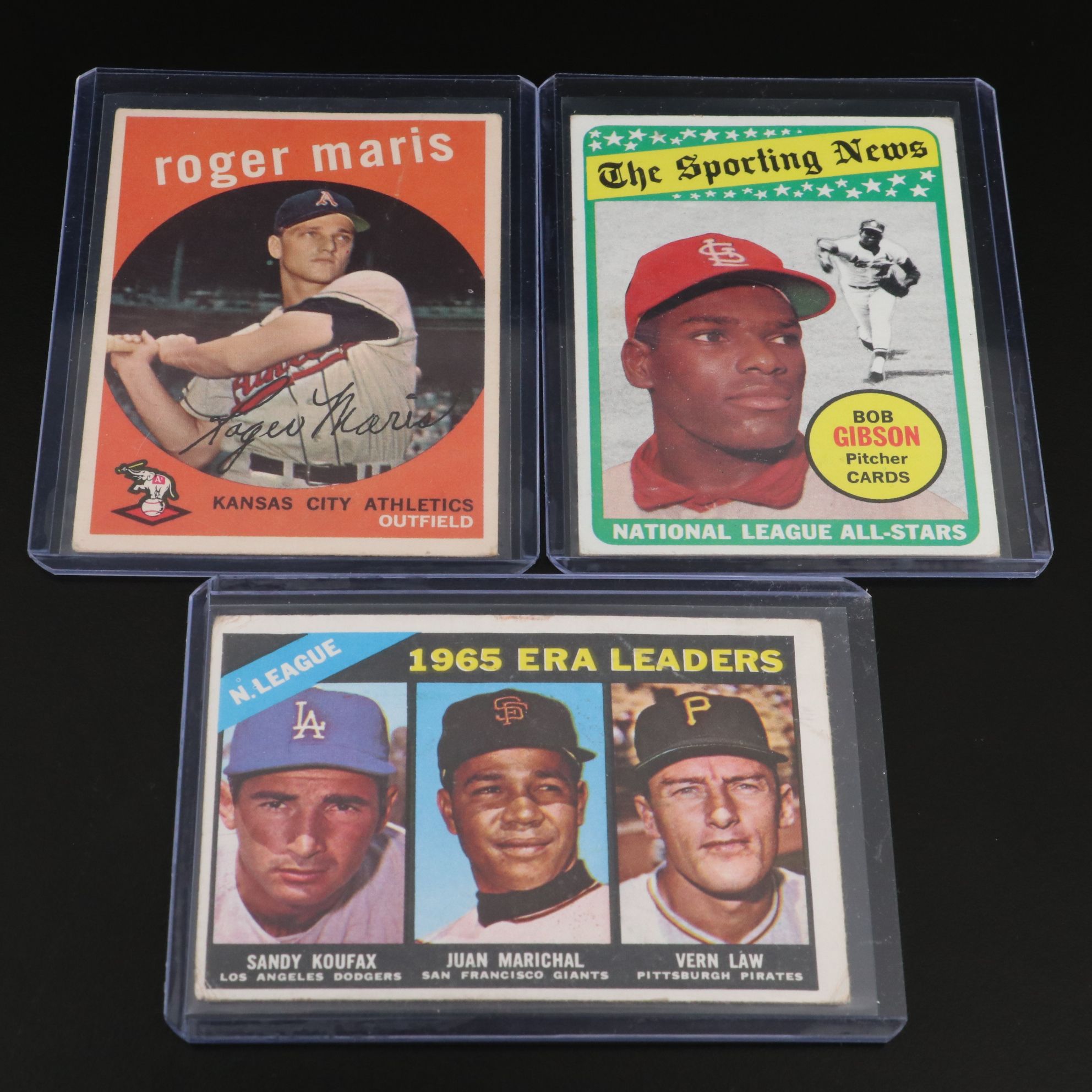 Topps Baseball Cards Featuring Roger Maris, Bob Gibson, and More, 1959-1969