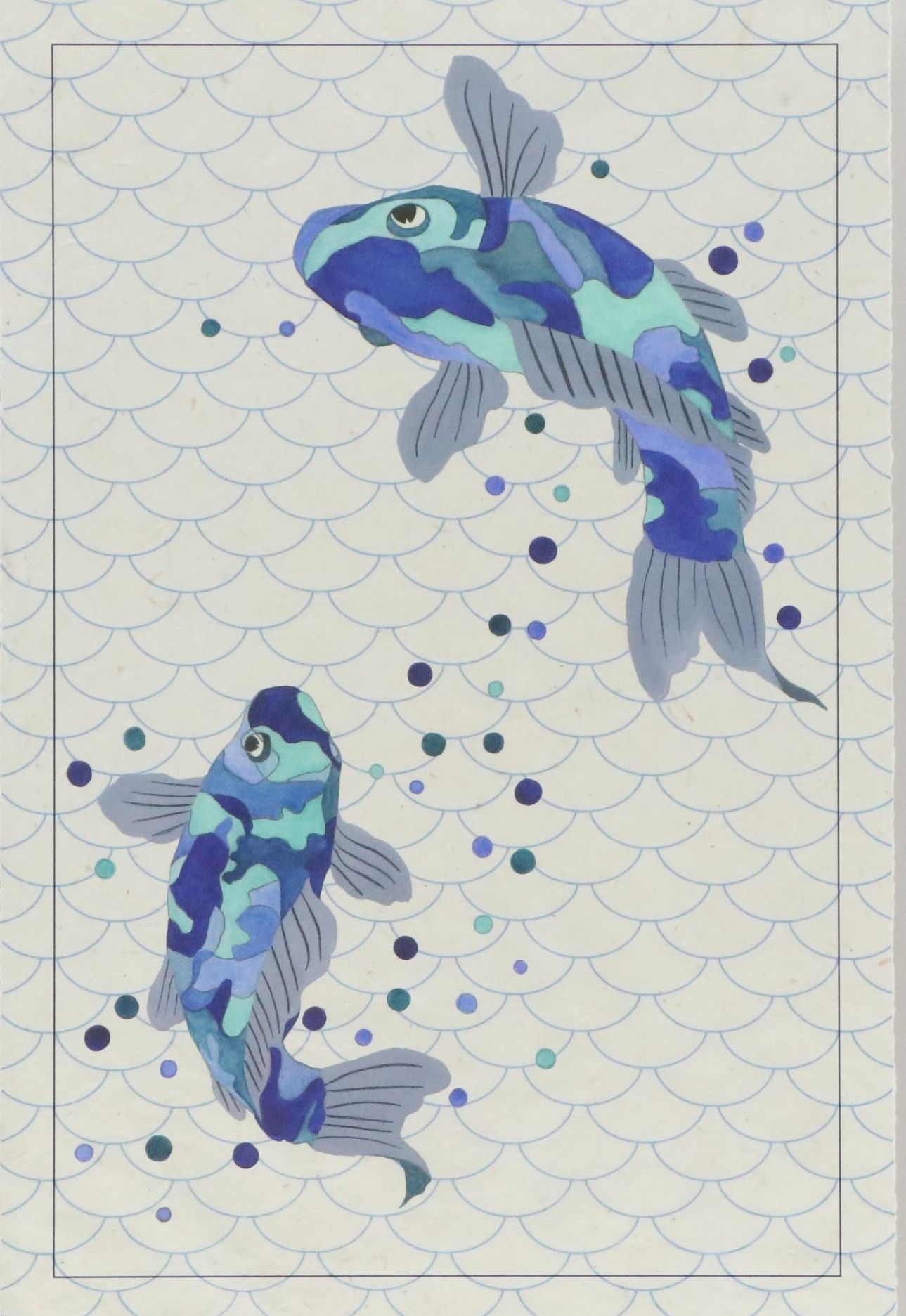 Port 68. Giclées "Blue Koi I" and "Blue Koi II," 21st Century