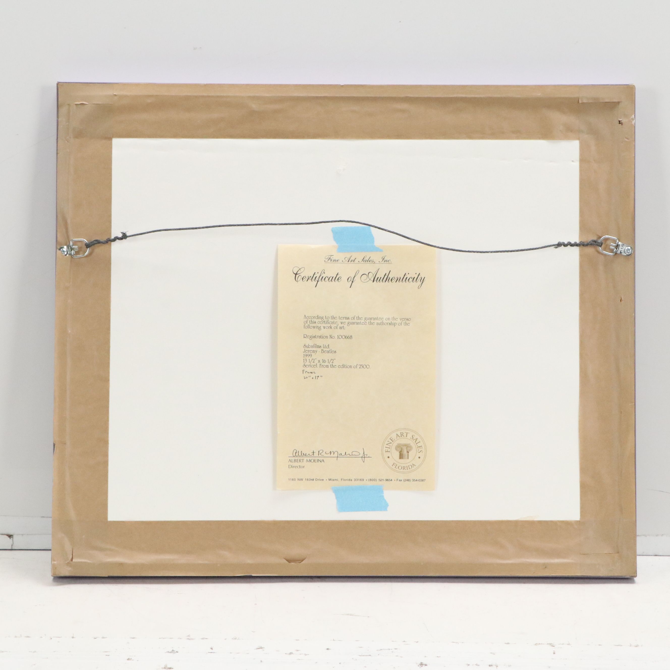 Subafilms Sericel "Jeremy - Beatles," from "Yellow Submarine," 1999