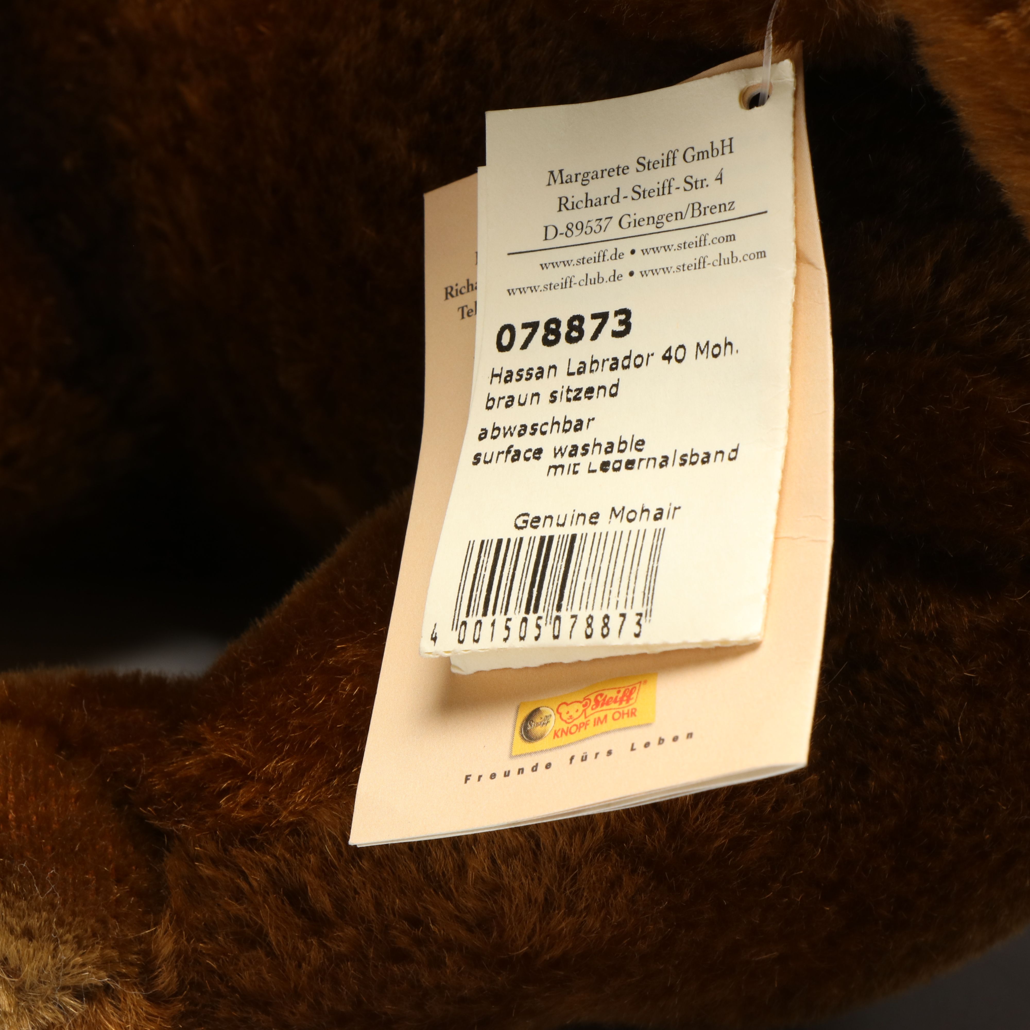 Steiff "Hassan" Mohair Labrador Retriever Stuffed Toy