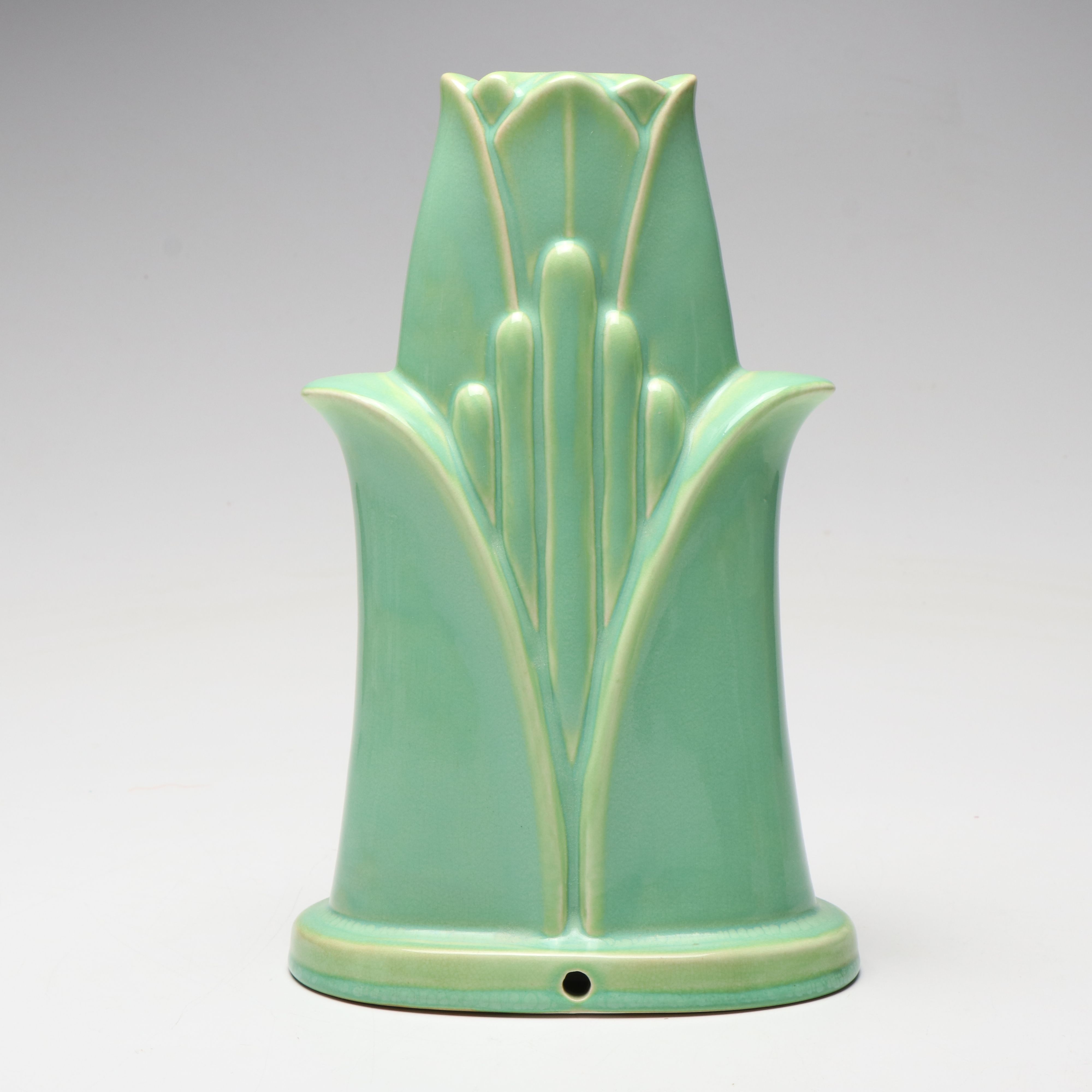 Cowan Pottery Crackle Glaze Vase with Other Green Ceramic Vase
