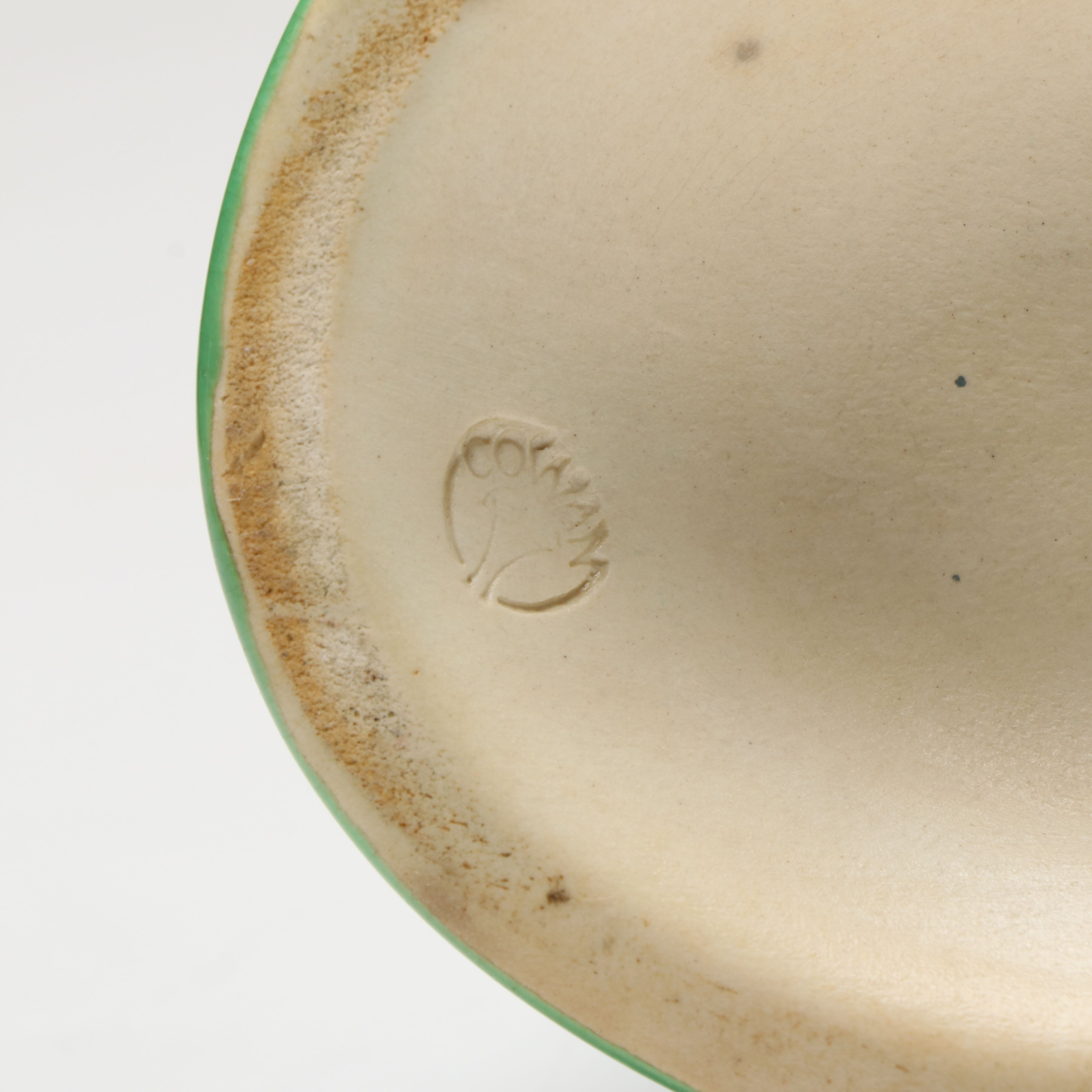 Cowan Pottery Crackle Glaze Vase with Other Green Ceramic Vase