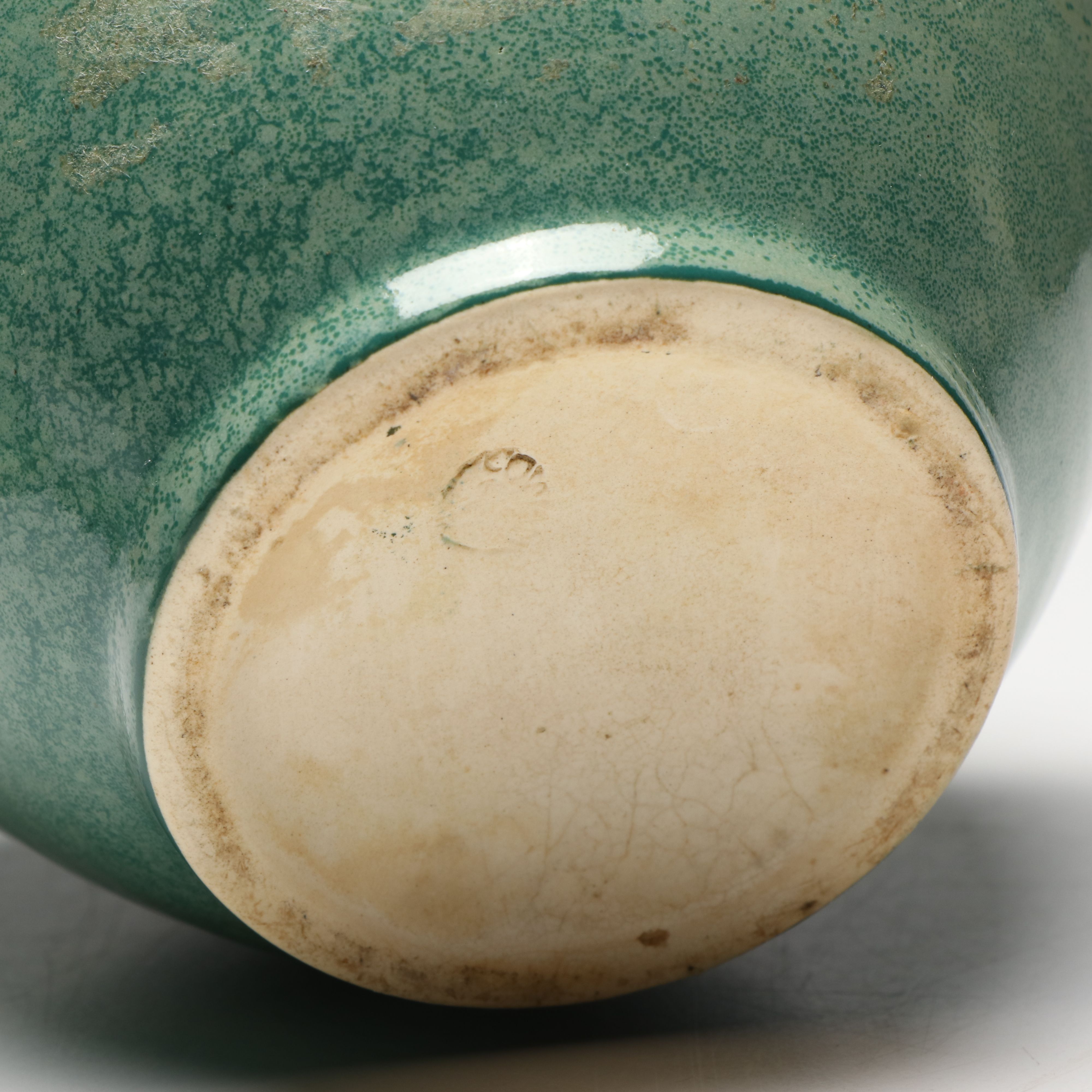 Cowan Pottery Crackle Glaze Vase with Other Green Ceramic Vase