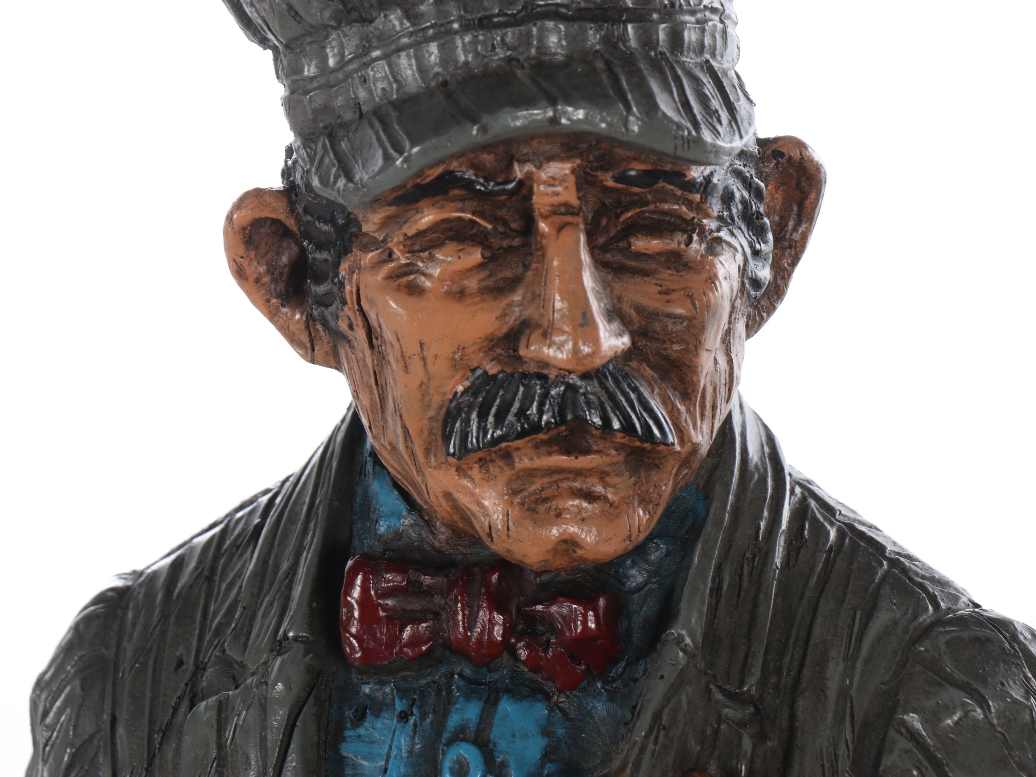 Carved Resin Train Conductor Table Lamp