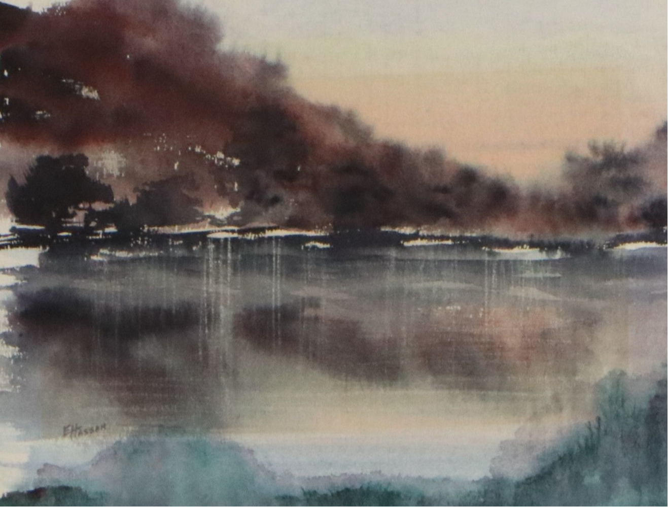 Elsie Hassan Atmospheric Watercolor Painting, 20th Century