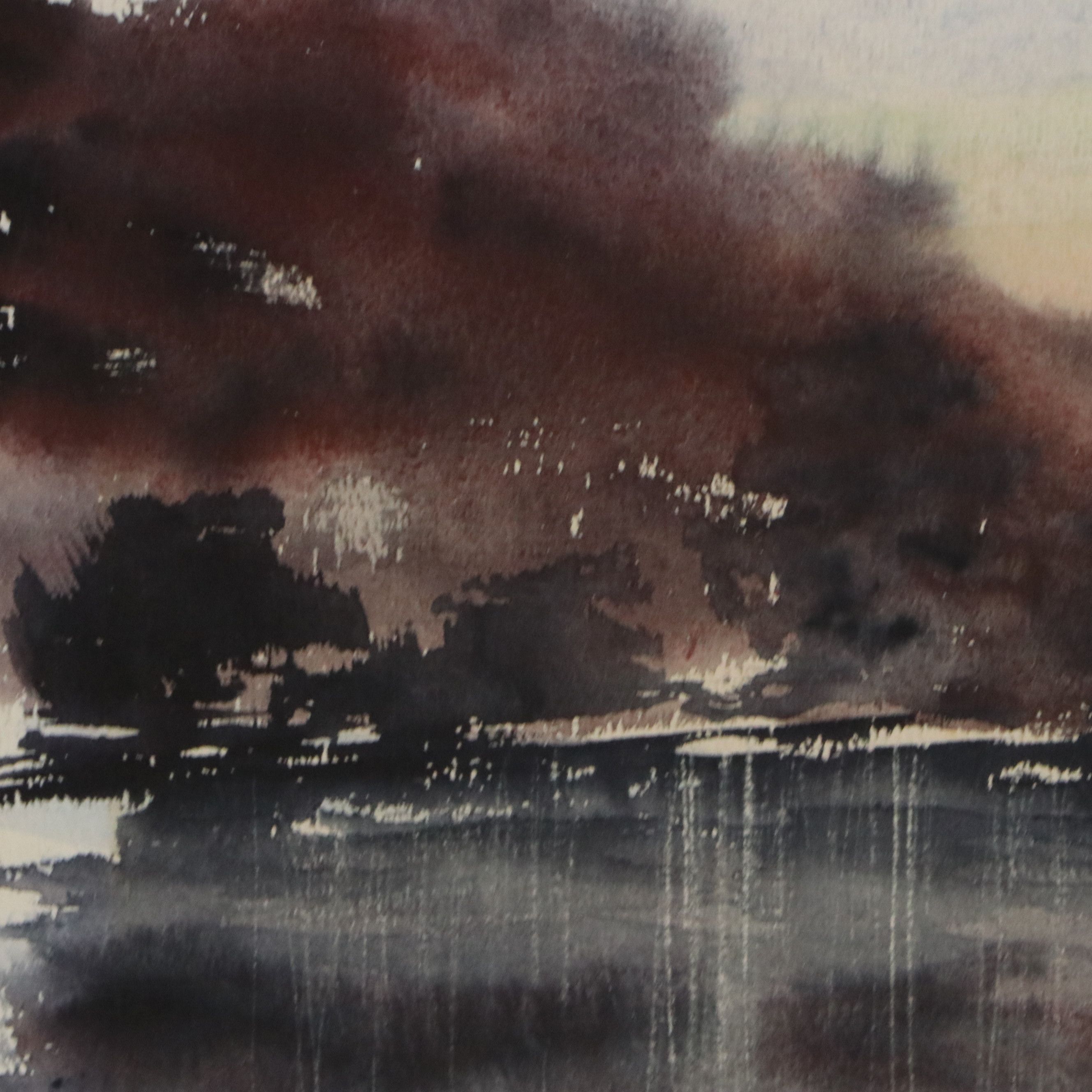 Elsie Hassan Atmospheric Watercolor Painting, 20th Century