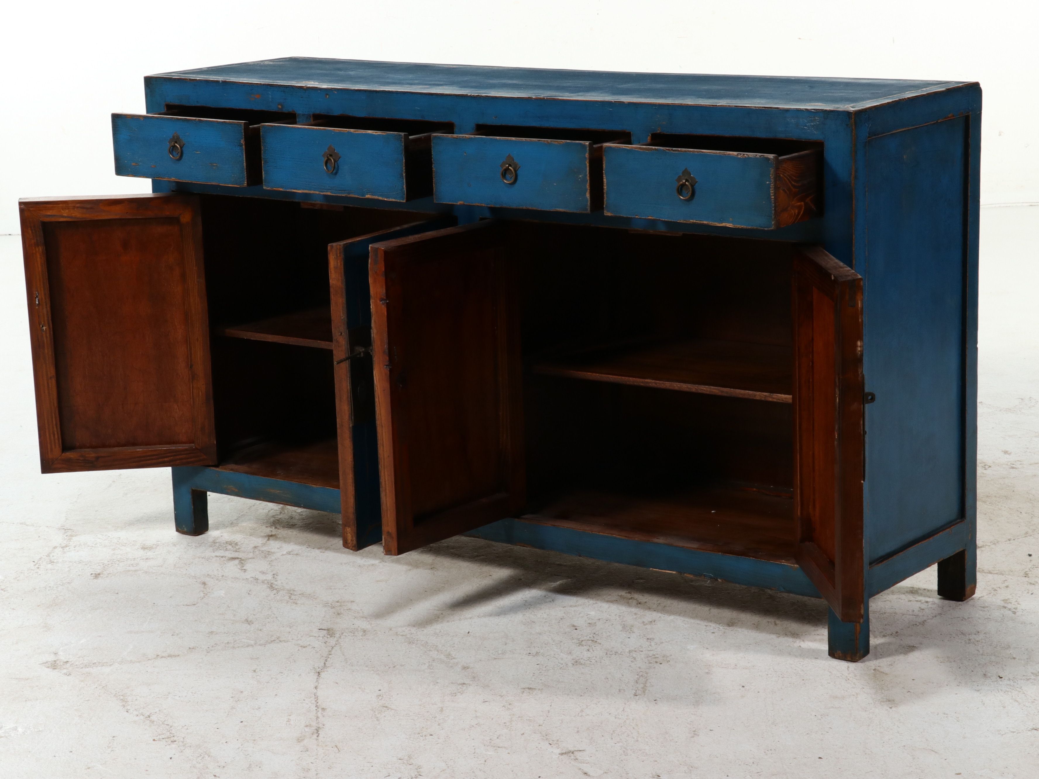Antique Chinese Lacquered Elm Credenza