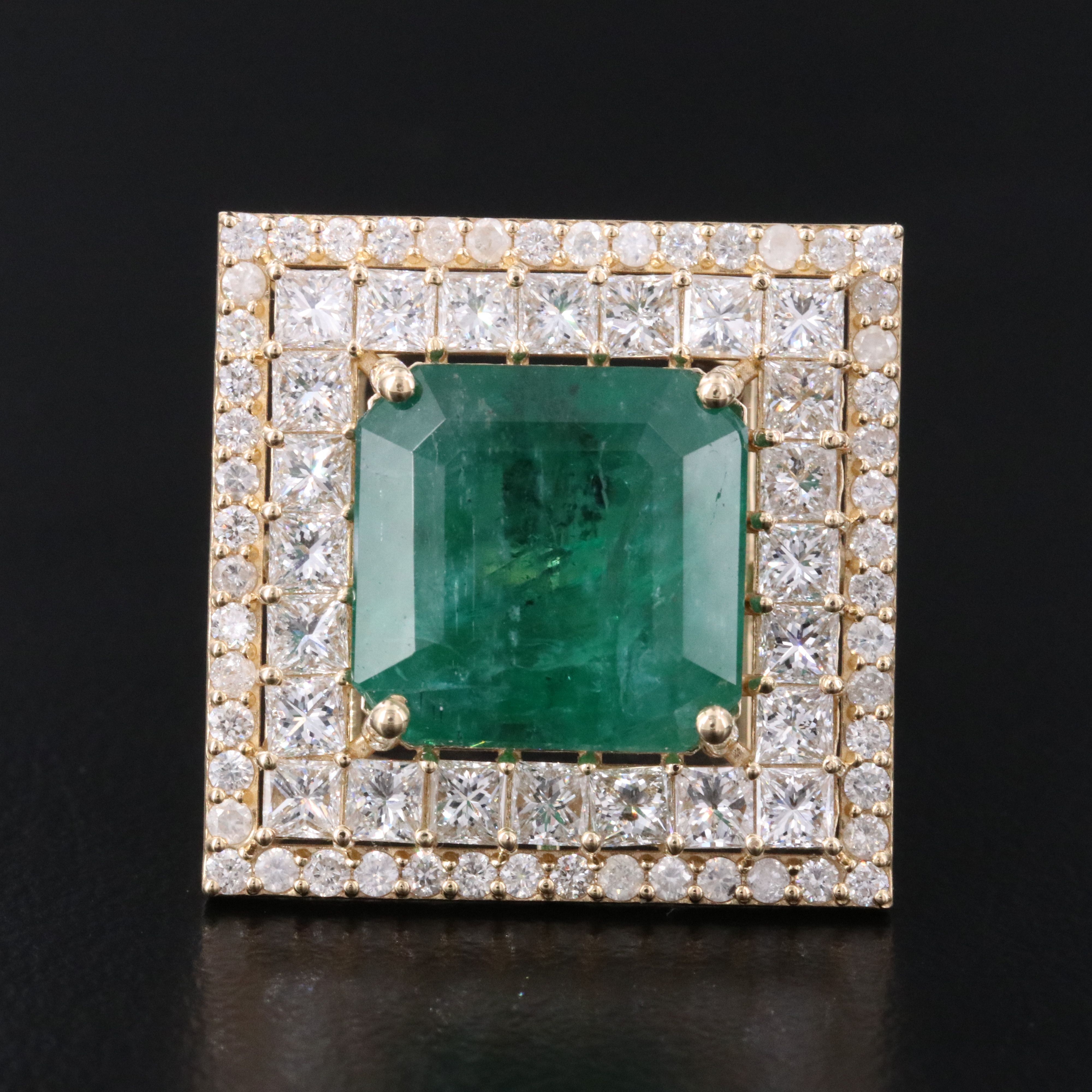 14K 7.24 CT Emerald and 2.62 CTW Diamond Ring