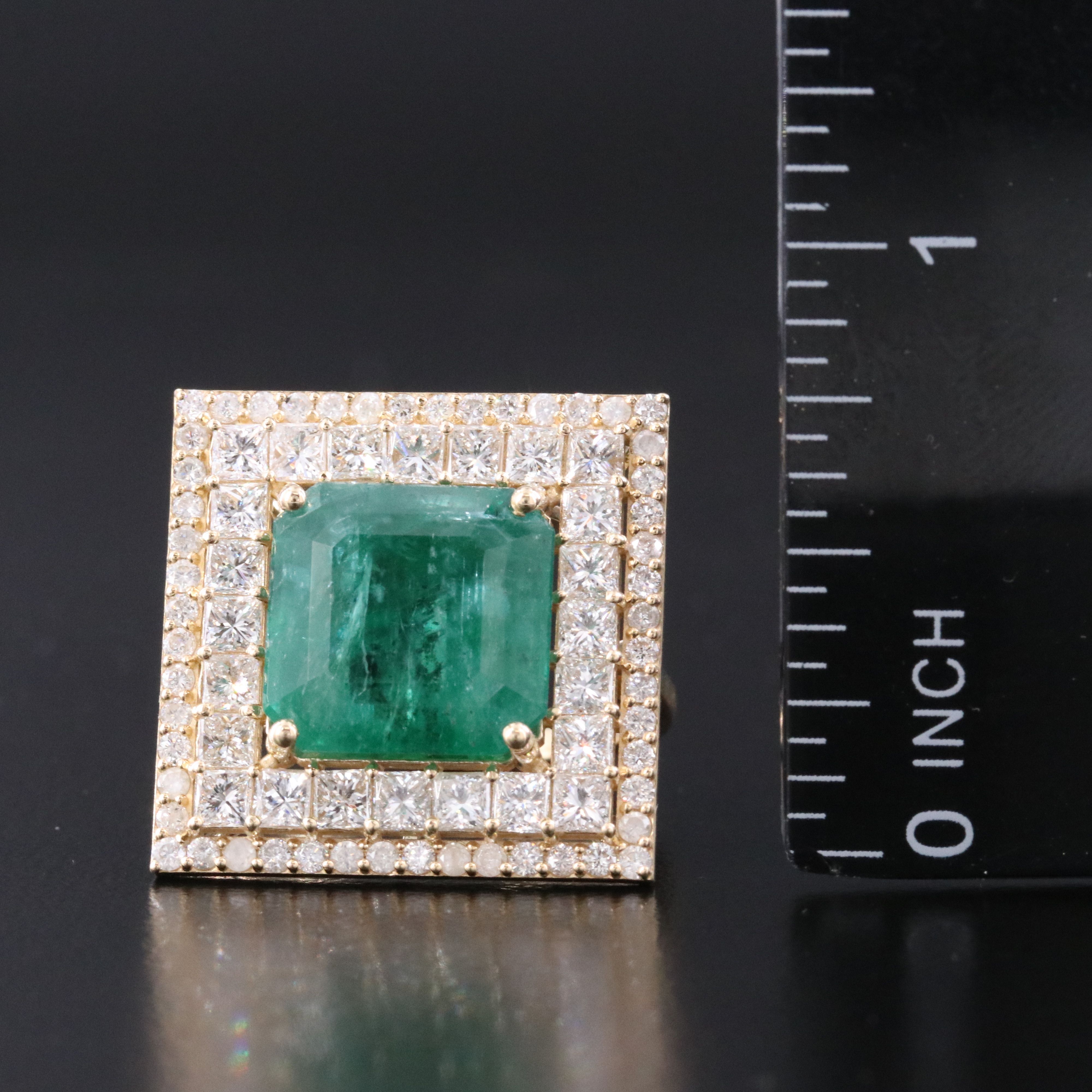 14K 7.24 CT Emerald and 2.62 CTW Diamond Ring