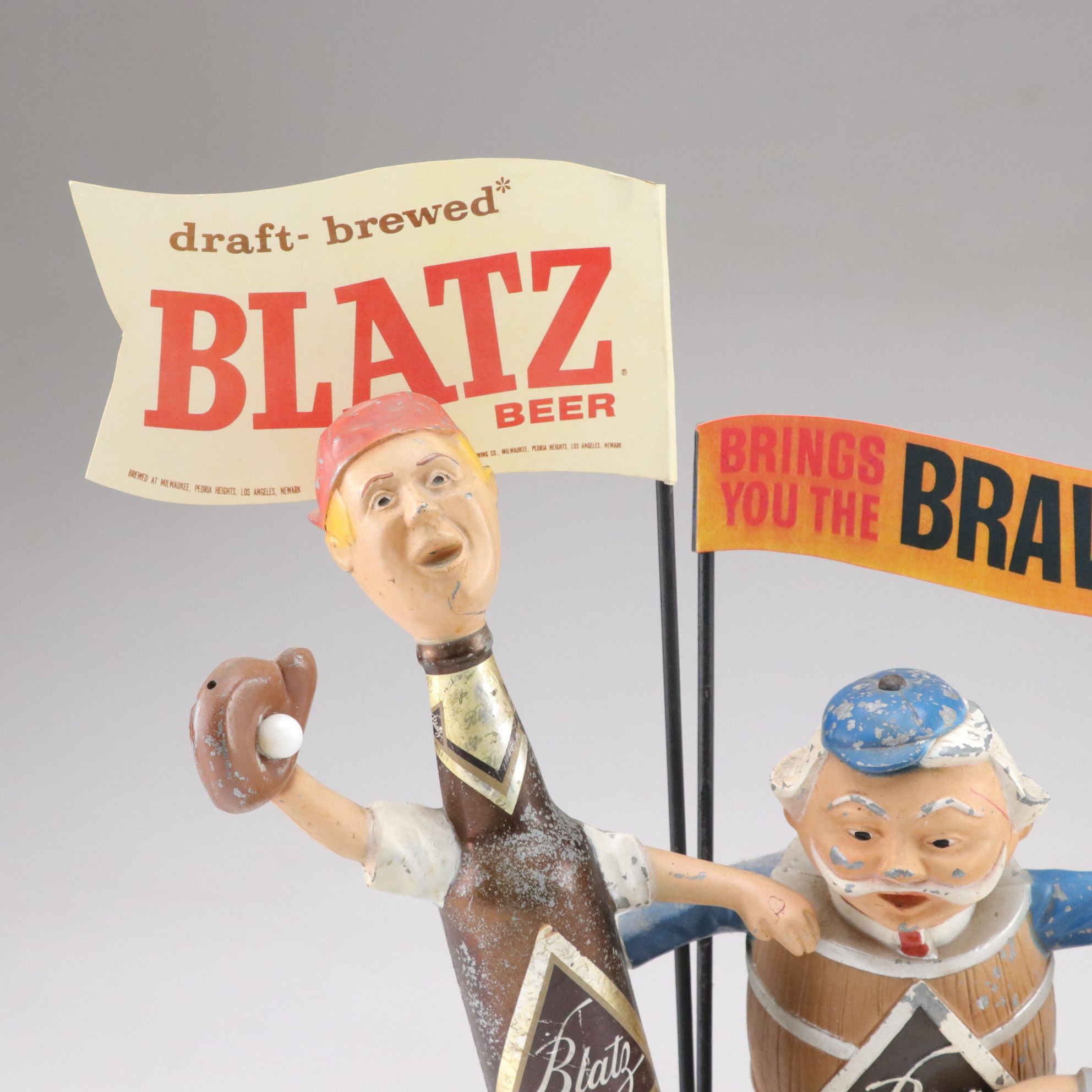 Blatz Beer "Brings You The Braves on TV" Baseball Bar Display