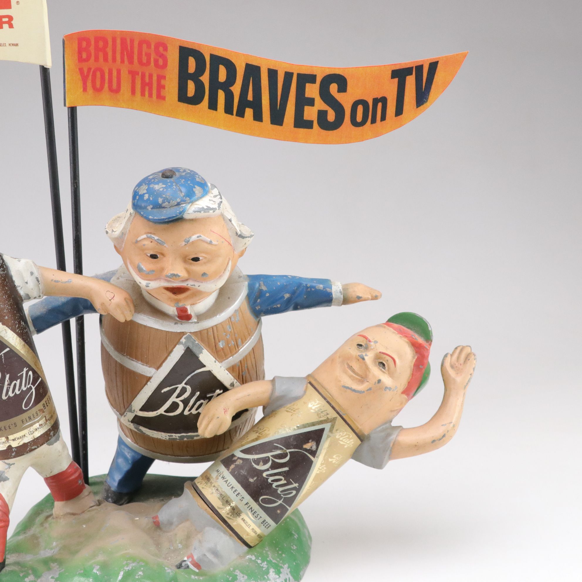 Blatz Beer "Brings You The Braves on TV" Baseball Bar Display