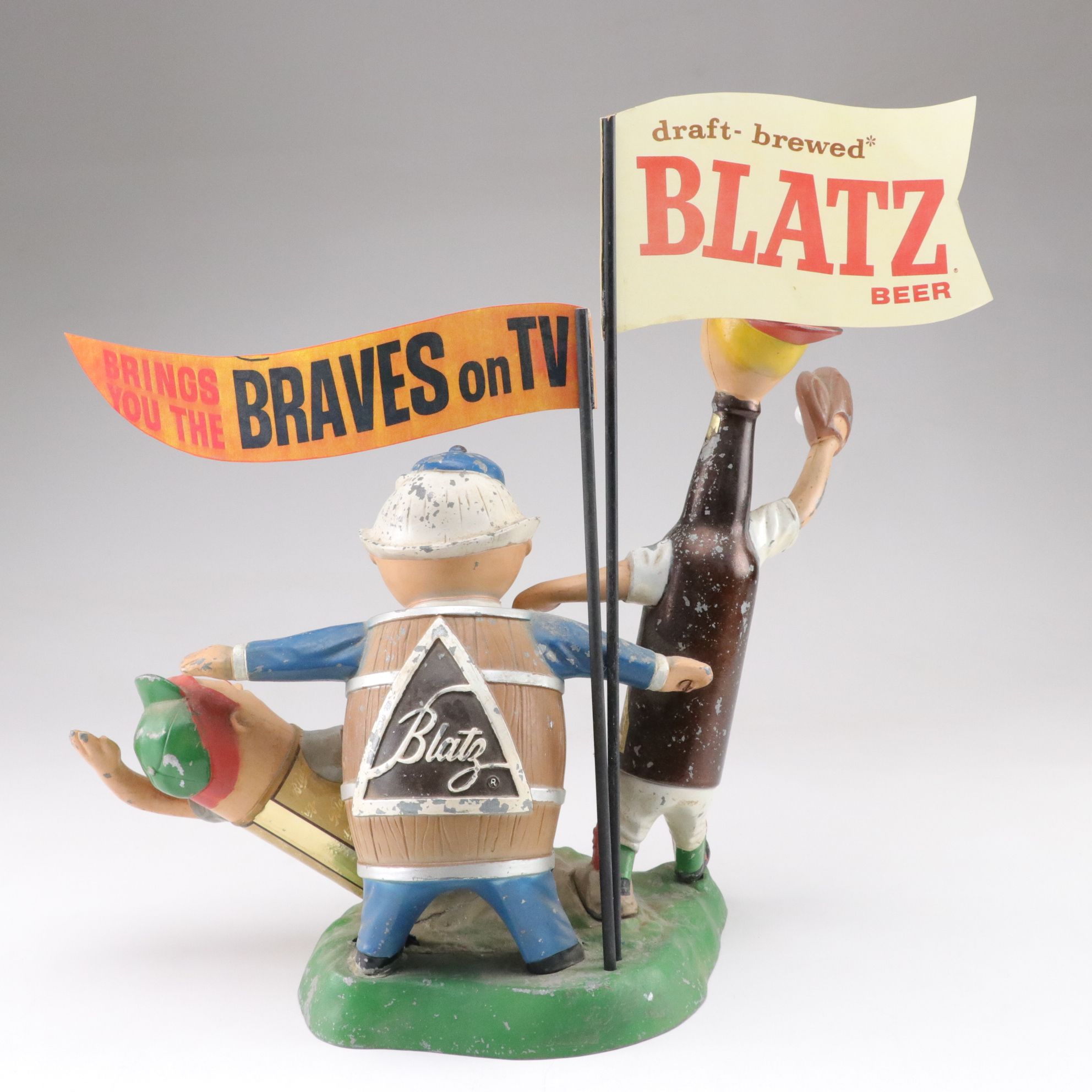 Blatz Beer "Brings You The Braves on TV" Baseball Bar Display