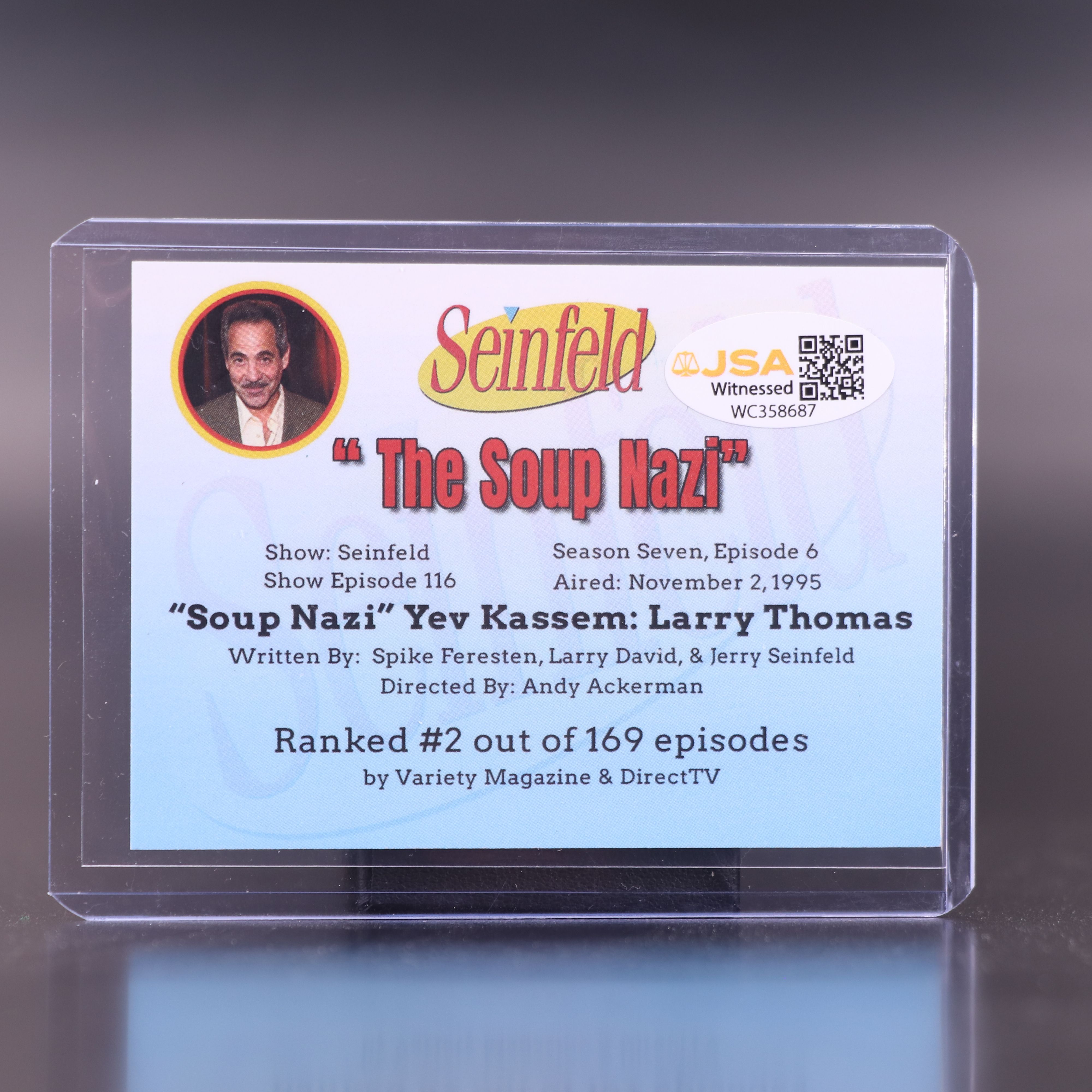Larry Thomas Signed “Seinfeld” Custom Trading Card, JSA