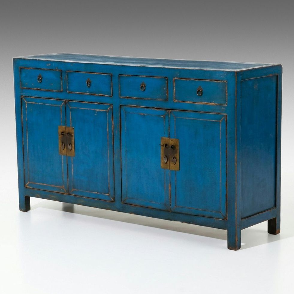Antique Chinese Lacquered Elm Credenza