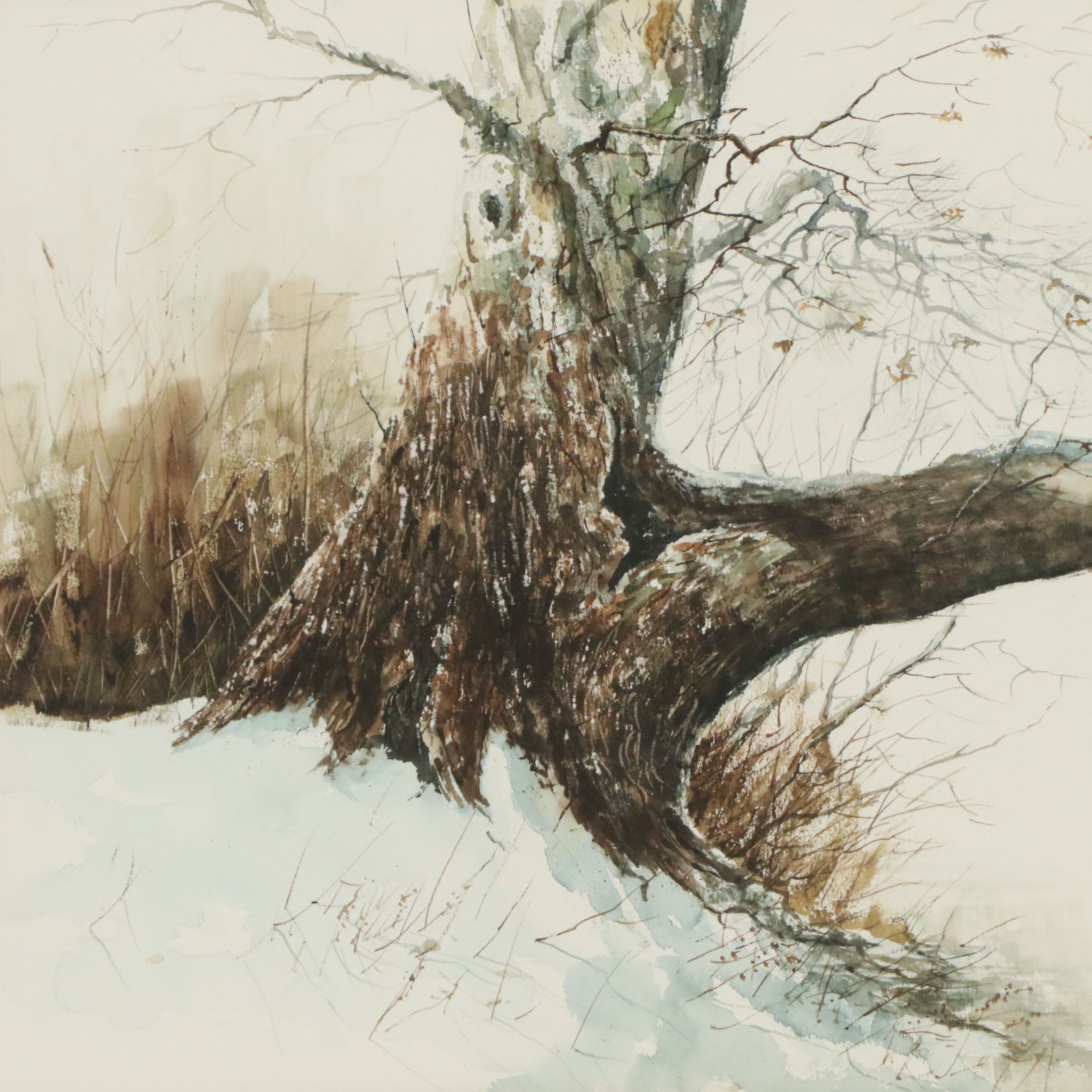 Jerry Smith Watercolor Painting of Tree, Late 20th to 21st Century