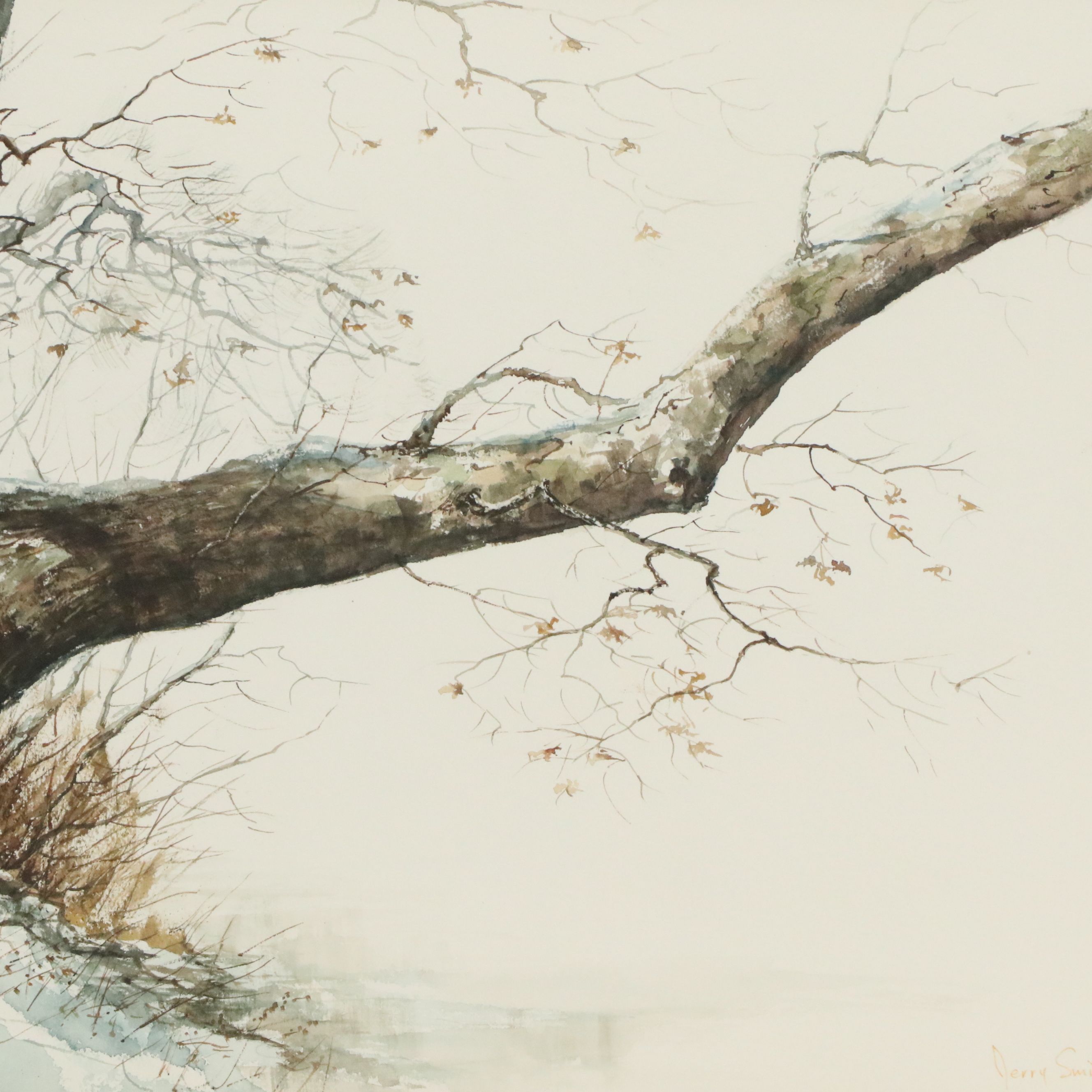 Jerry Smith Watercolor Painting of Tree, Late 20th to 21st Century