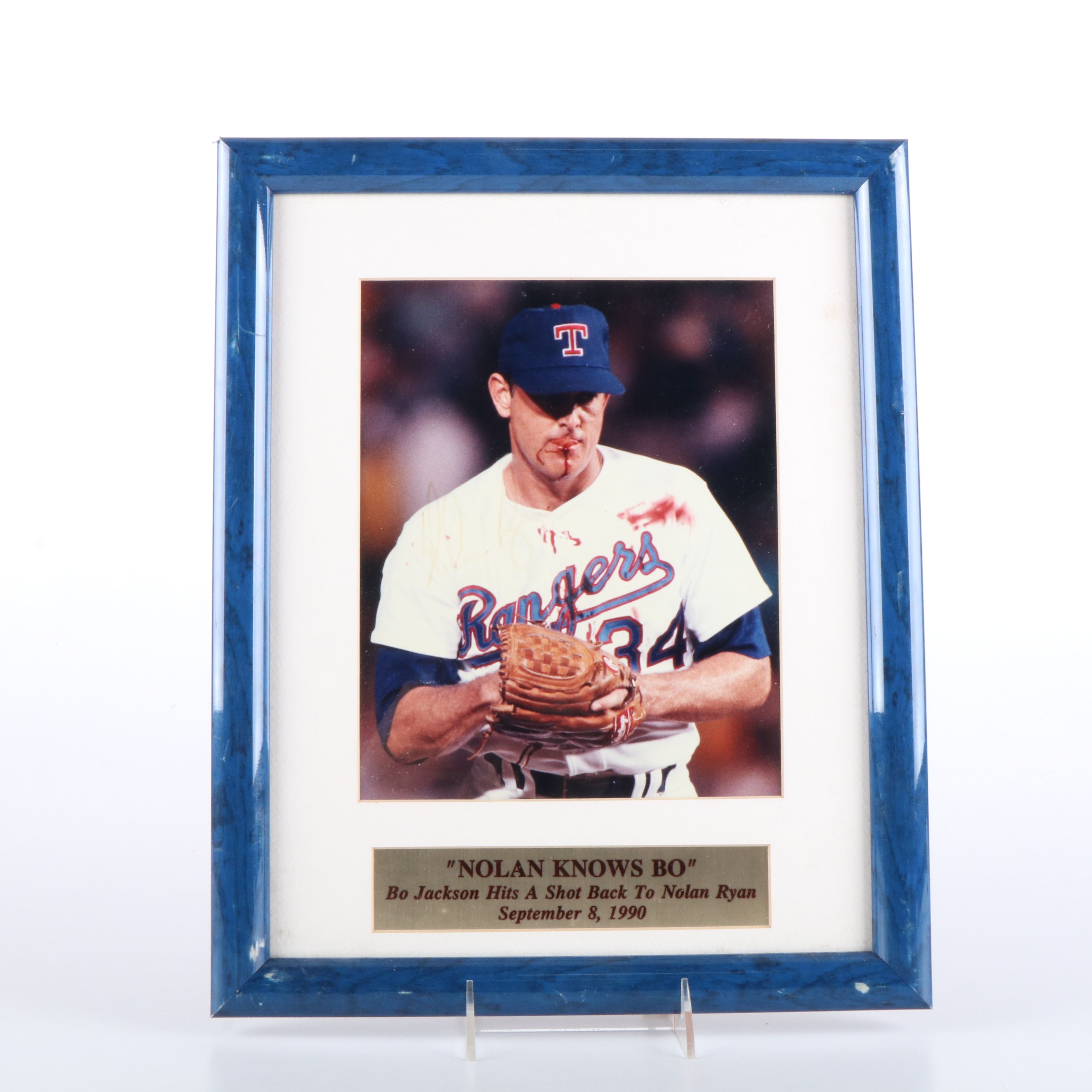 Nolan Ryan Signed "Nolan Knows Bo" Baseball Display