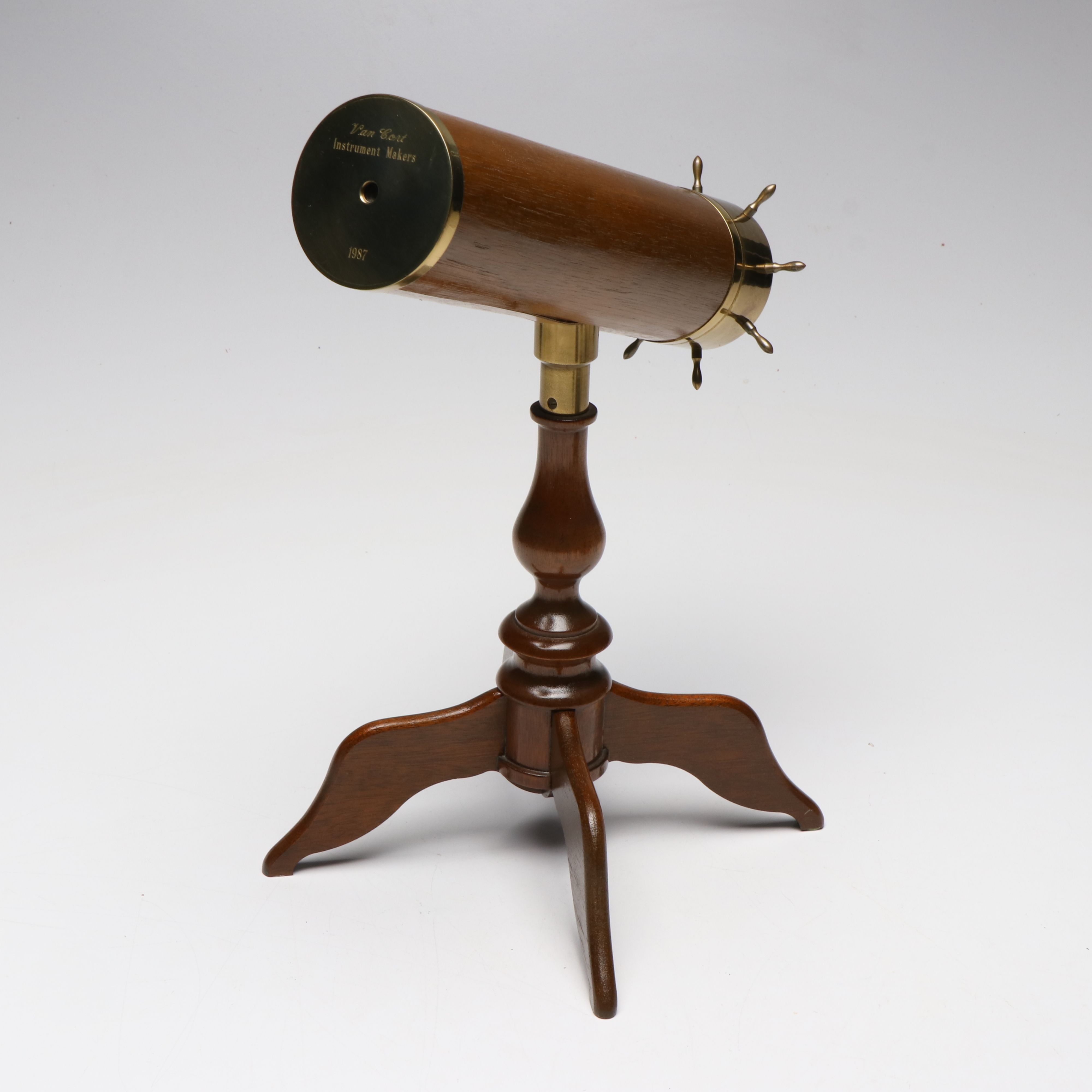 Van Cort Instrument Makers Footed Wooden Kaleidoscope, 1987