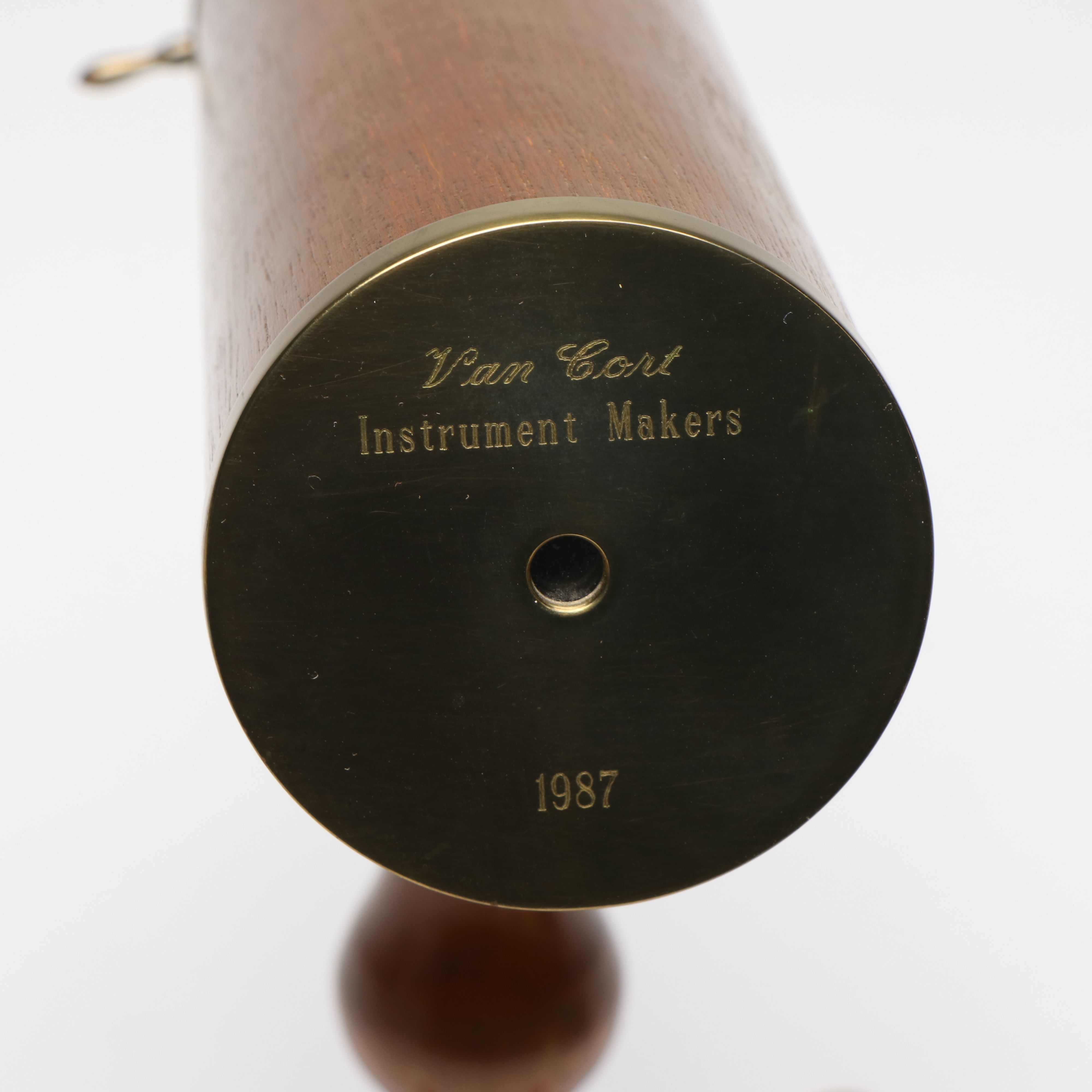 Van Cort Instrument Makers Footed Wooden Kaleidoscope, 1987