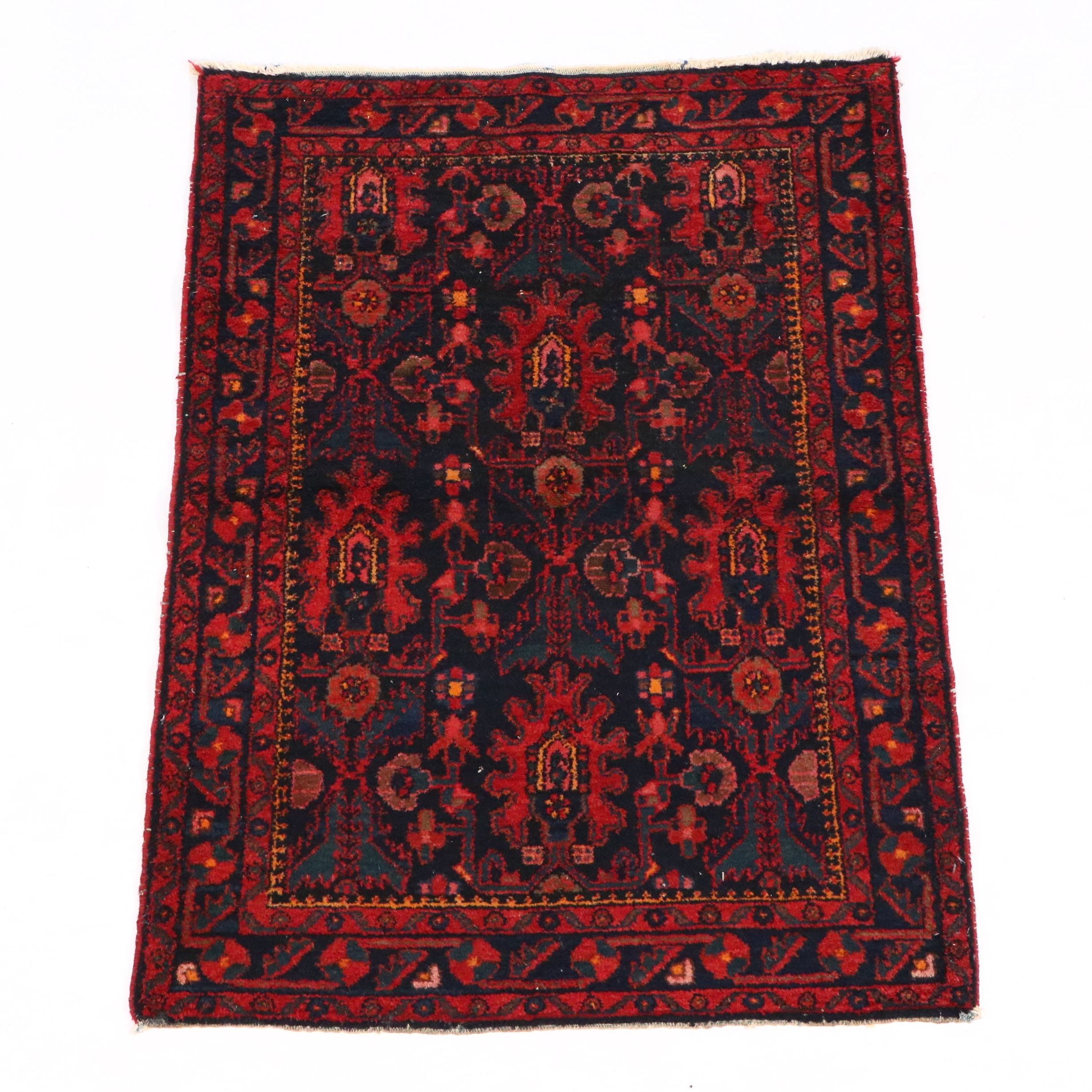 3'6 x 4'11 Hand-Knotted Persian Hamadan Accent Rug