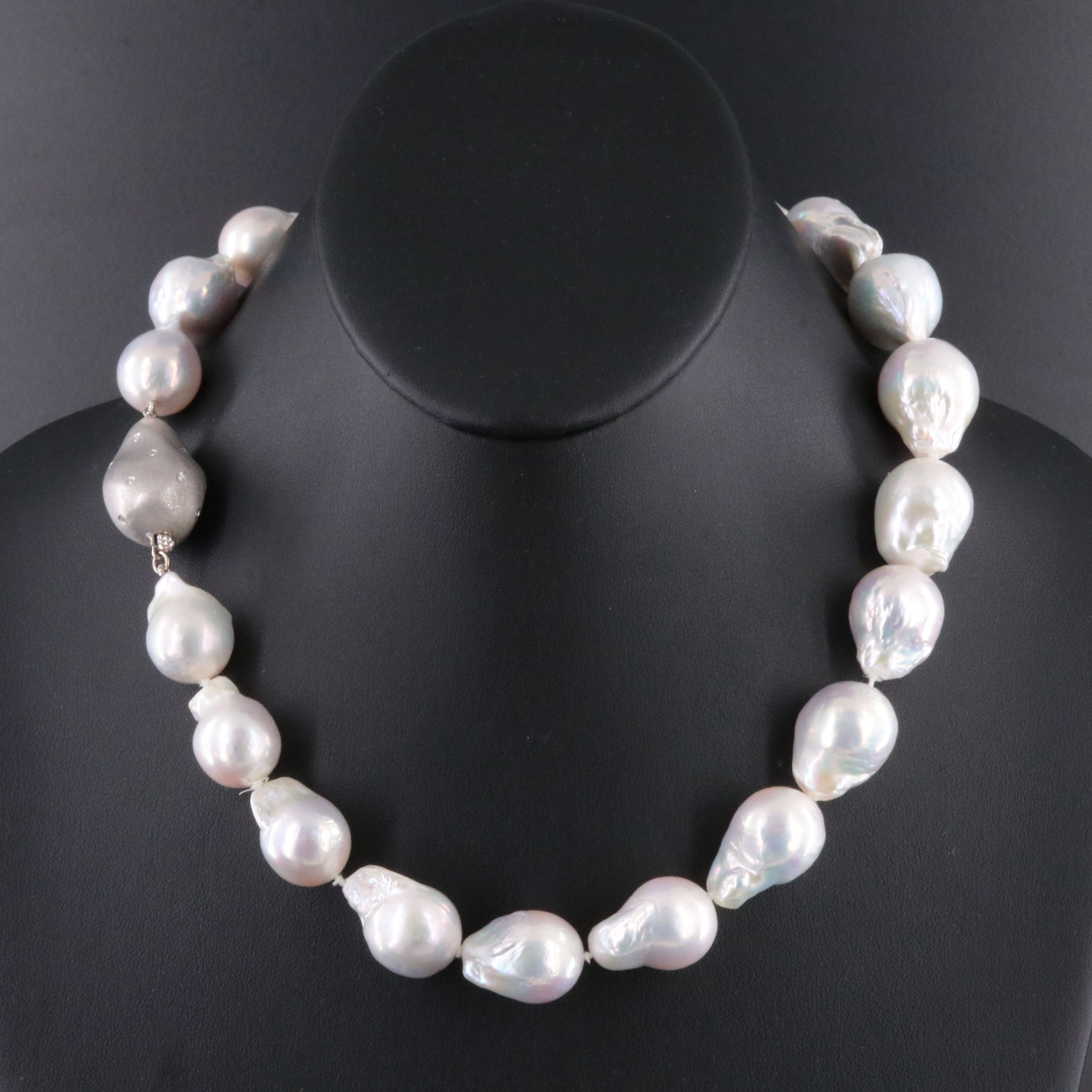 Pearl Necklace with 14K Diamond Clasp