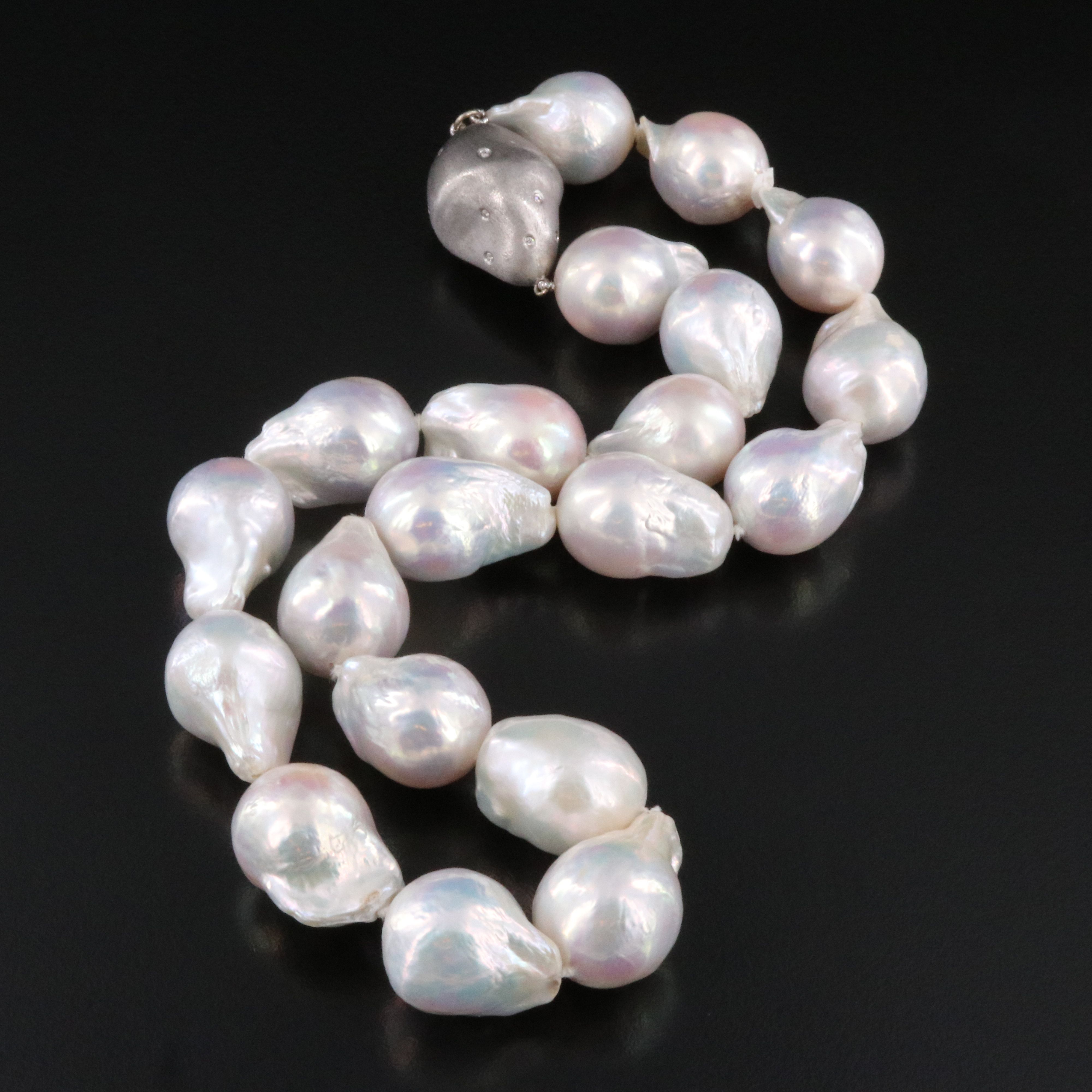 Pearl Necklace with 14K Diamond Clasp