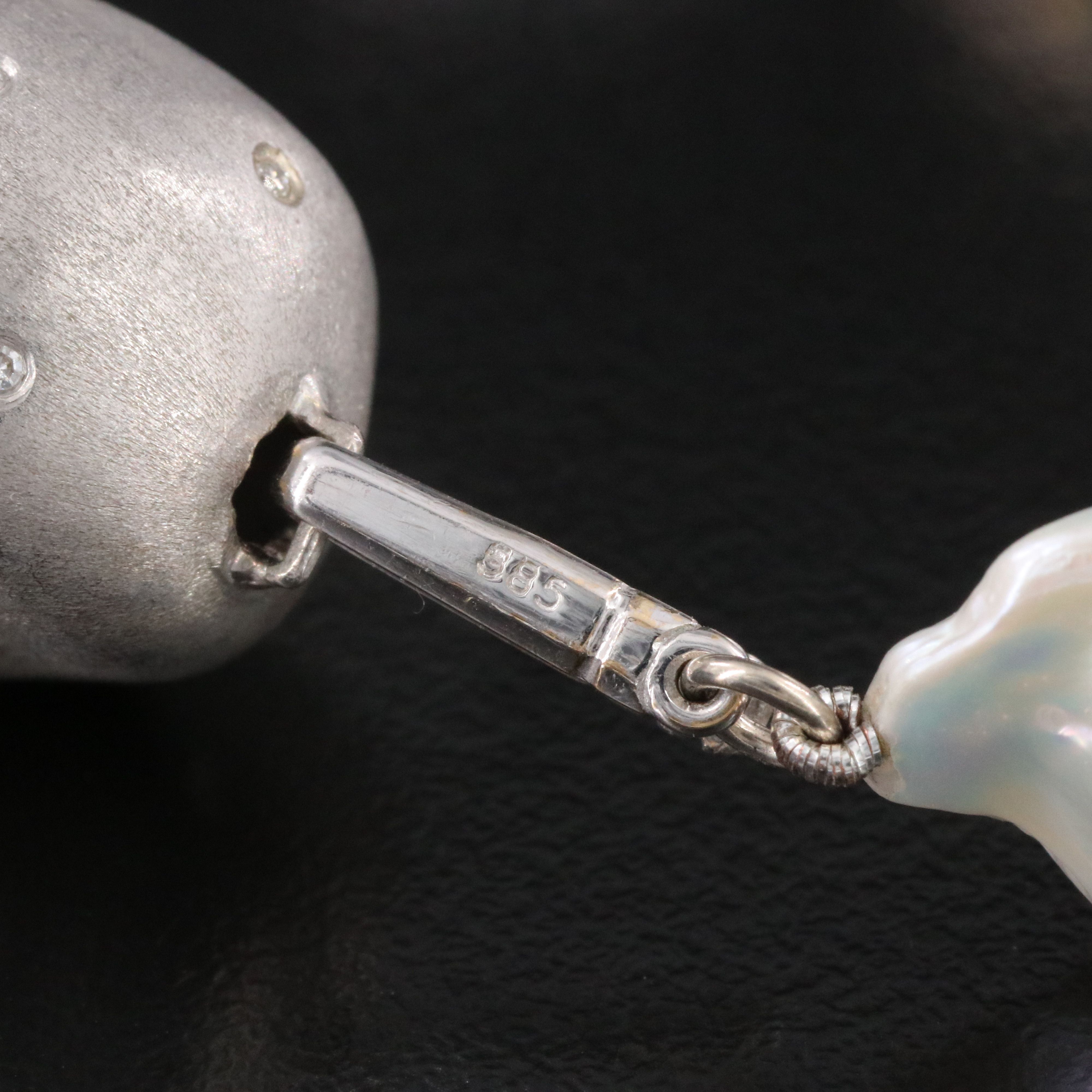Pearl Necklace with 14K Diamond Clasp