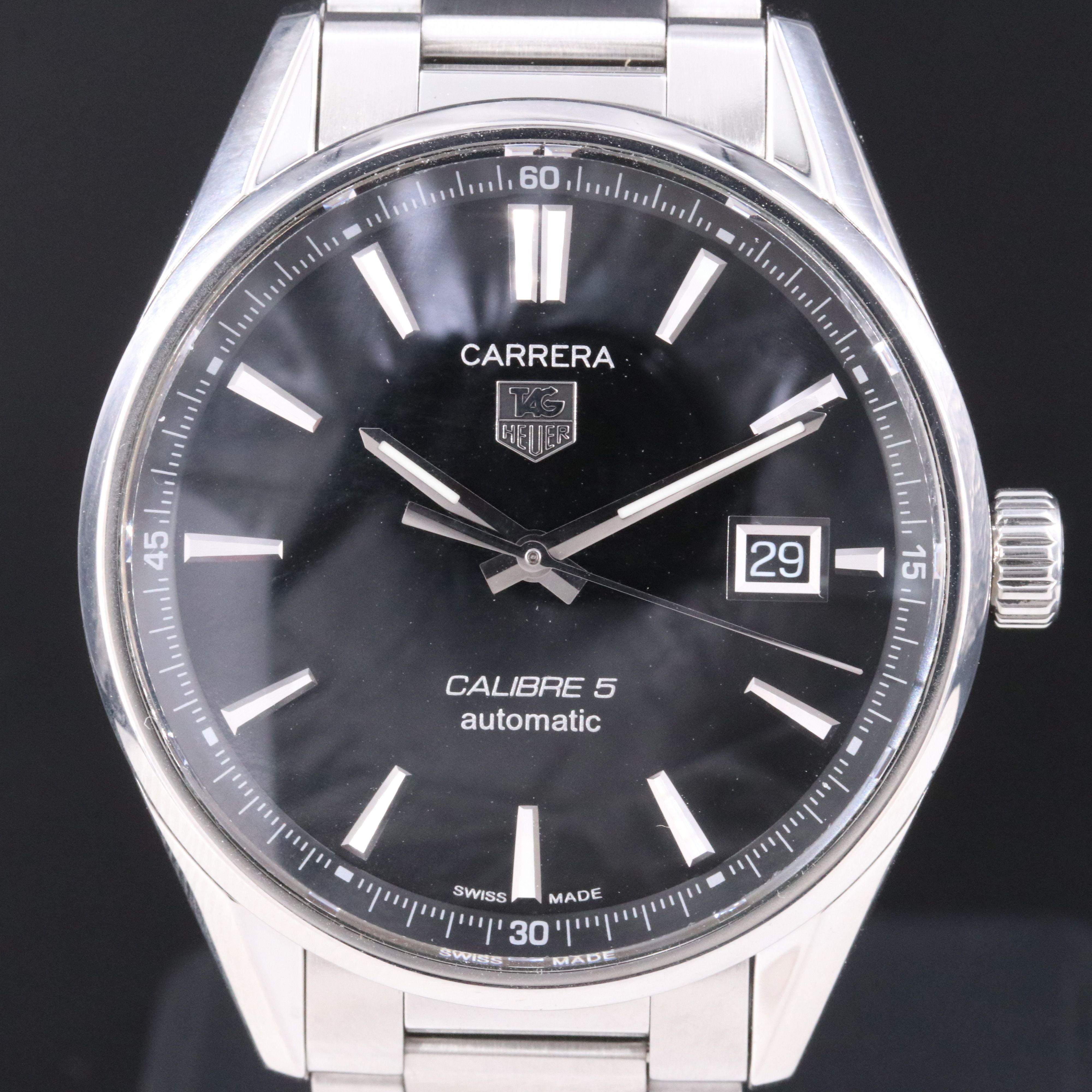 TAG Heuer Carrera Date Black Calibre 5 Automatic Watch WAR211A