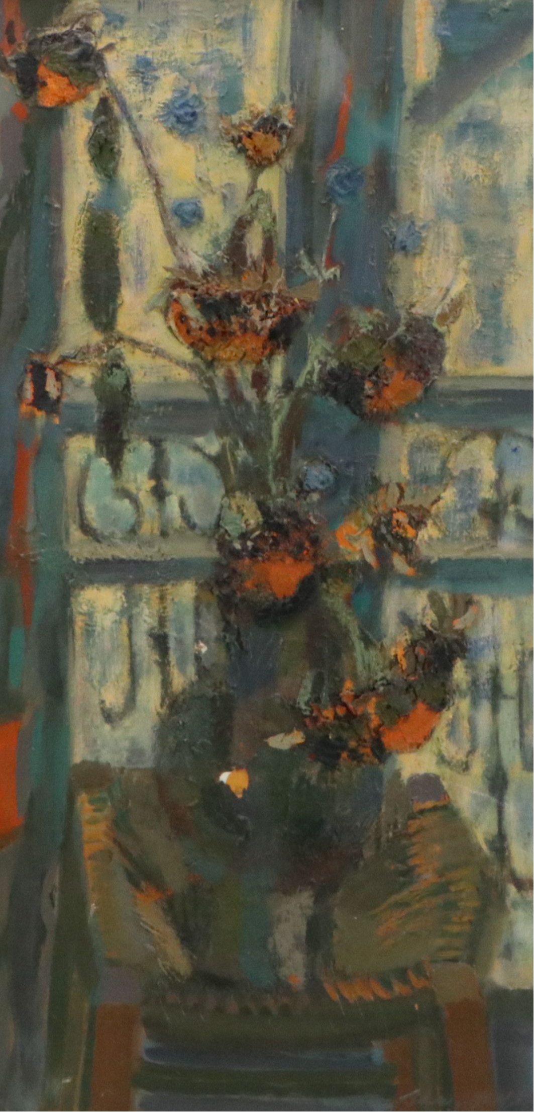 Modernist Impasto Floral Still Life Oil Painting