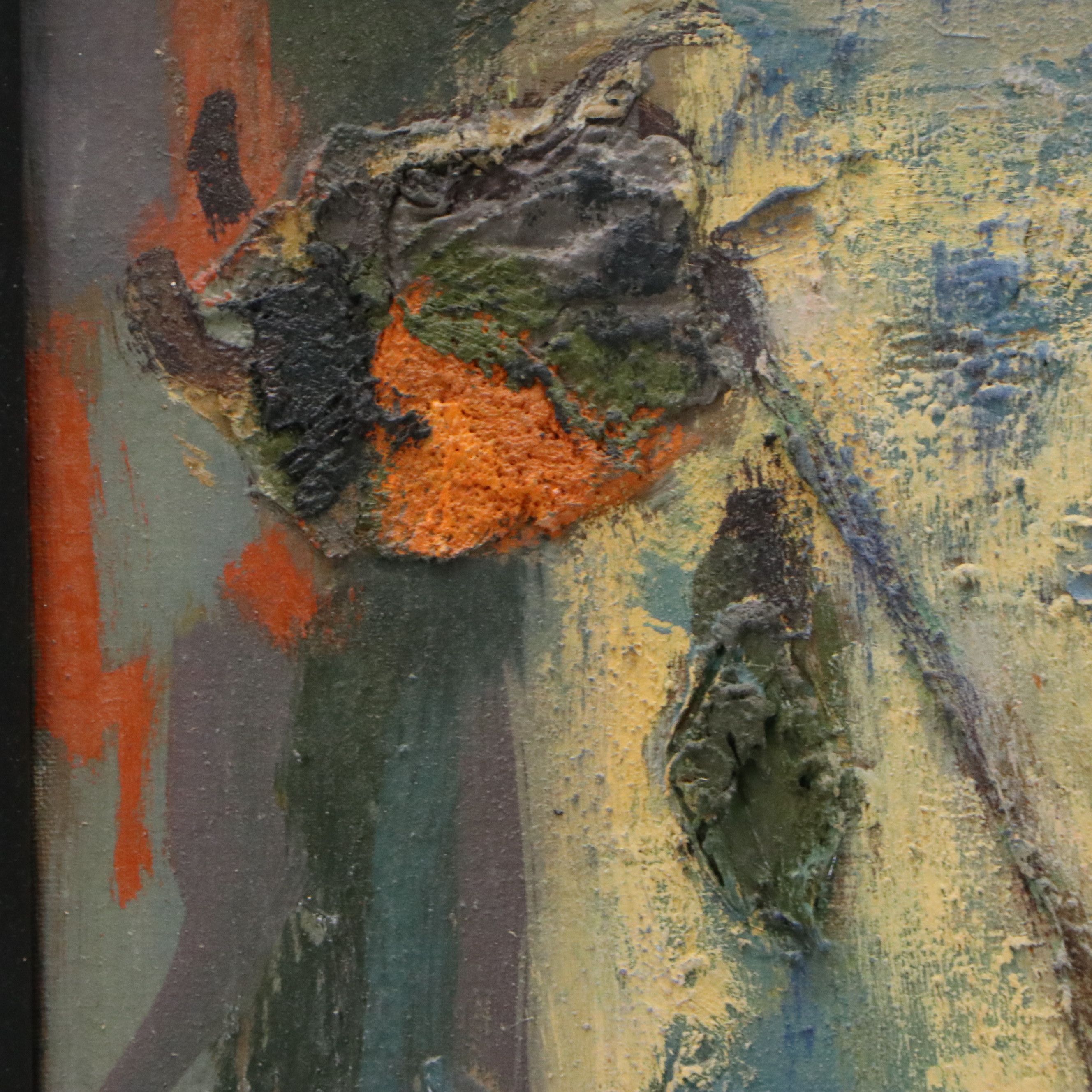 Modernist Impasto Floral Still Life Oil Painting