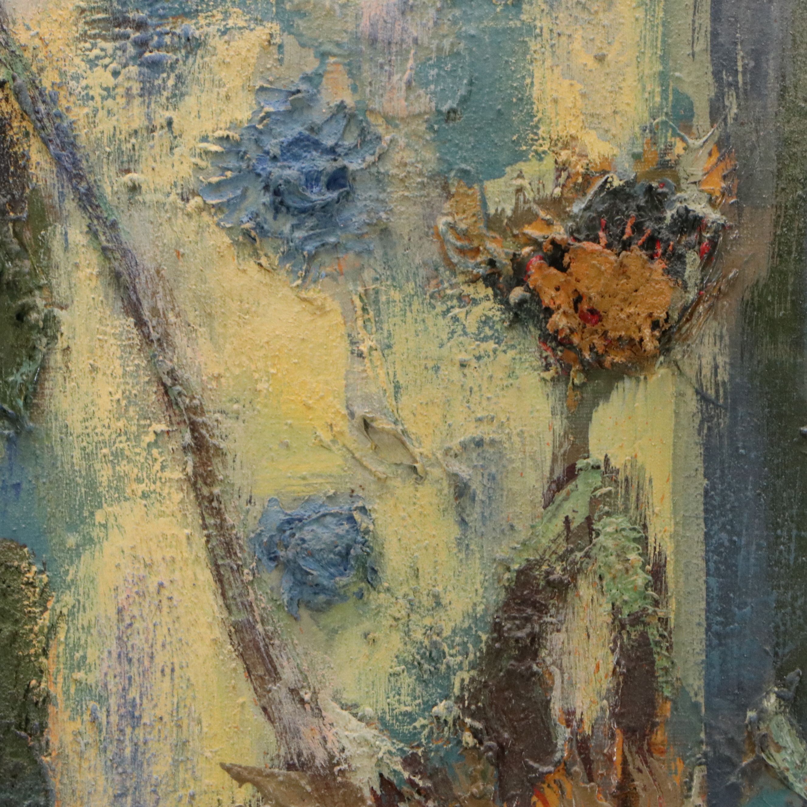 Modernist Impasto Floral Still Life Oil Painting