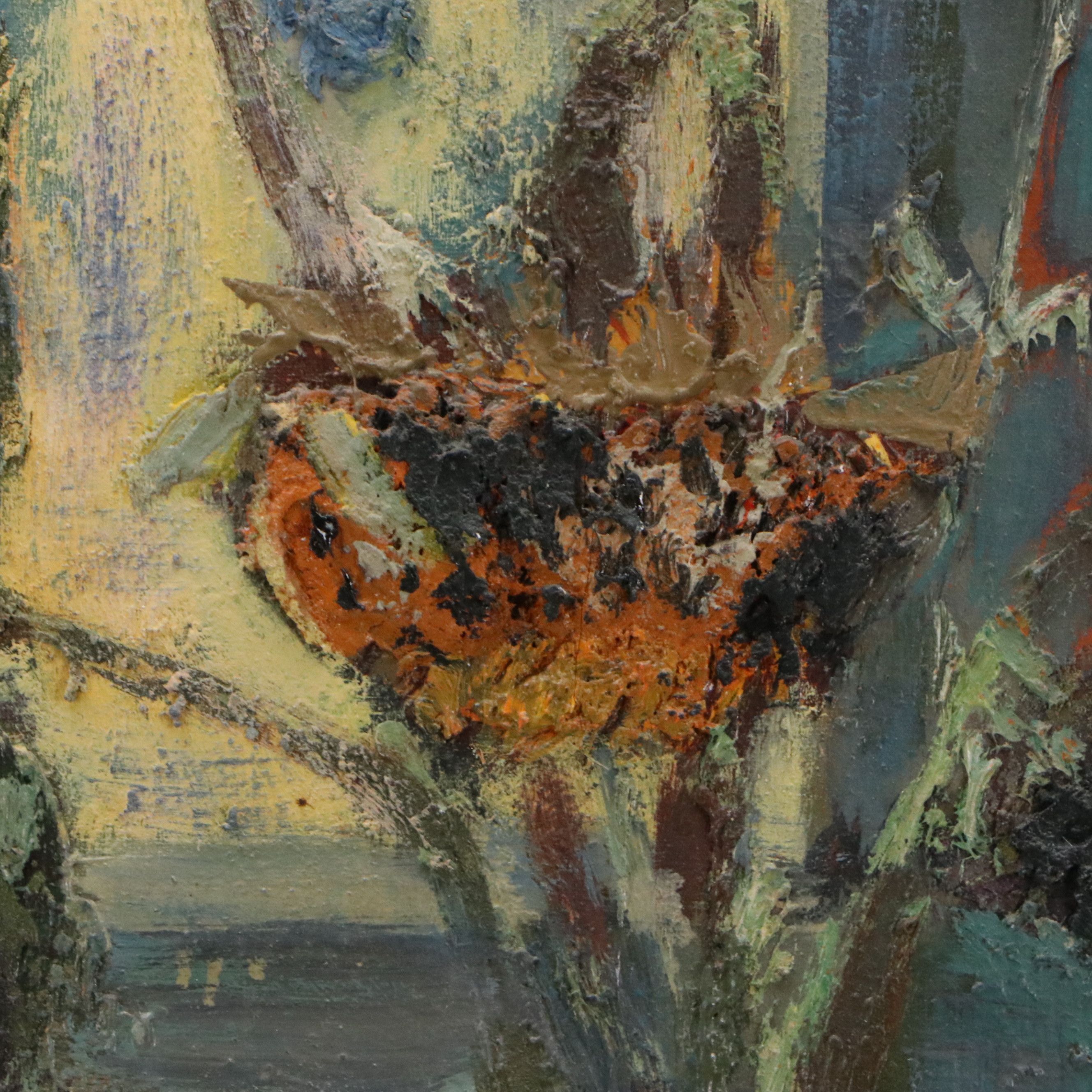 Modernist Impasto Floral Still Life Oil Painting