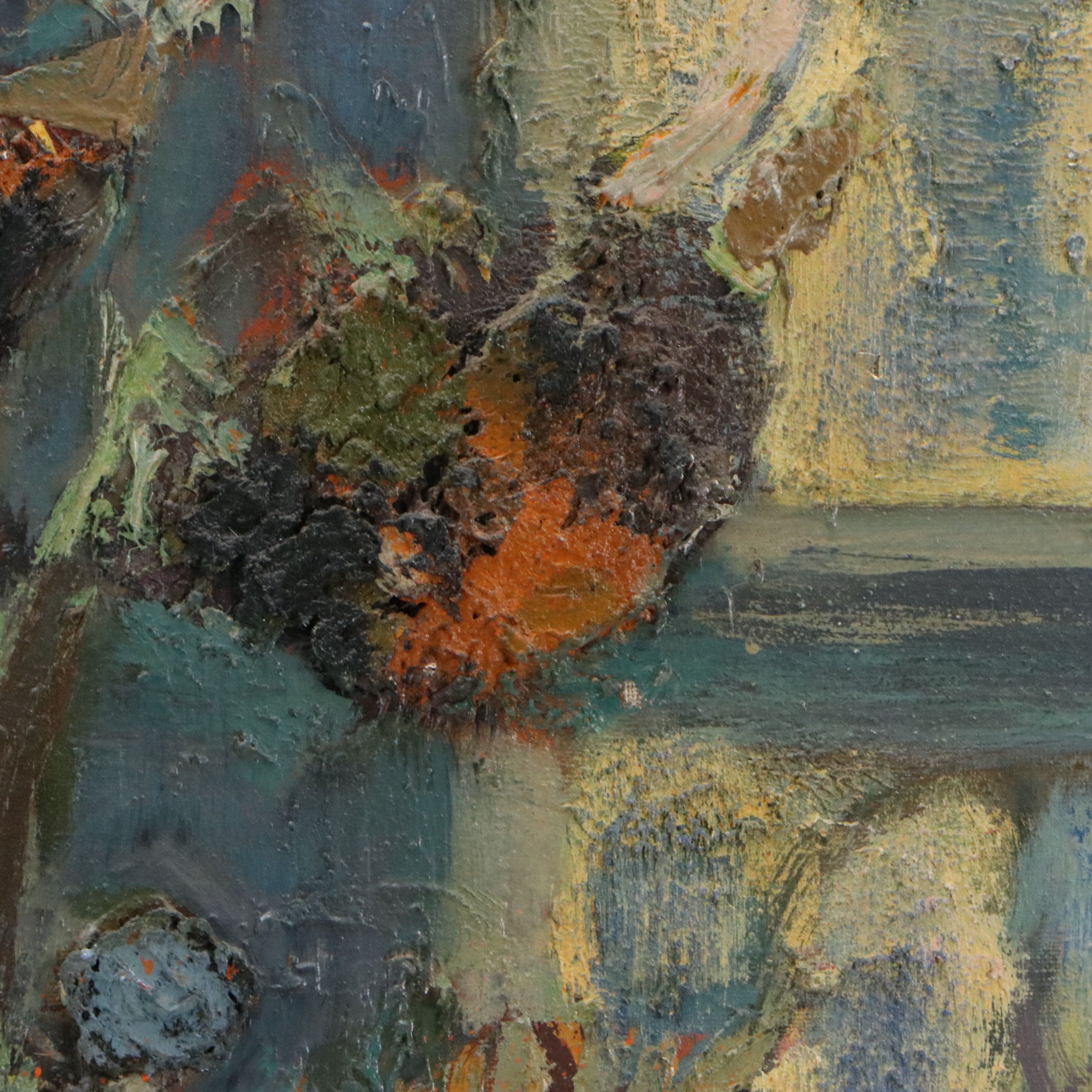 Modernist Impasto Floral Still Life Oil Painting