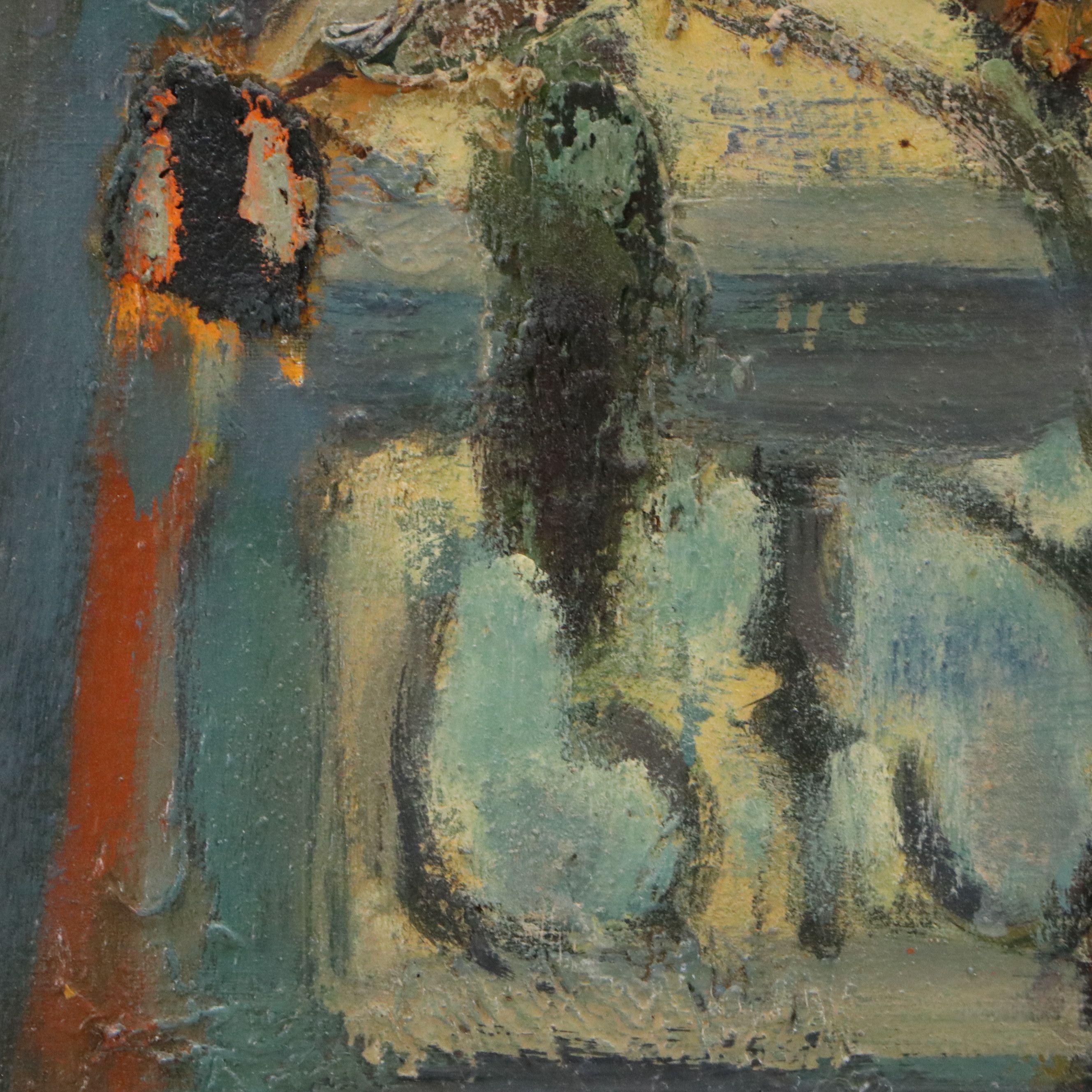 Modernist Impasto Floral Still Life Oil Painting