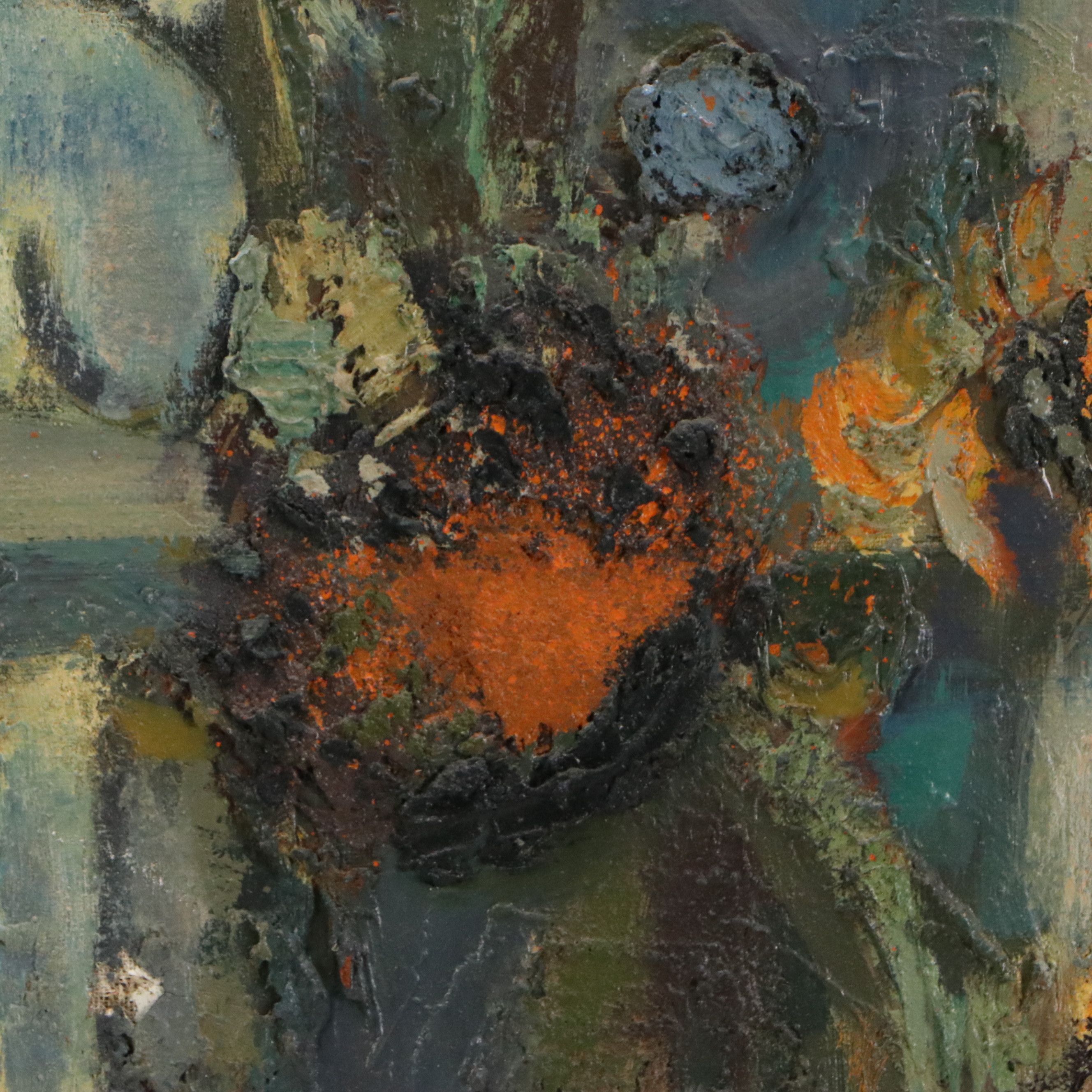 Modernist Impasto Floral Still Life Oil Painting