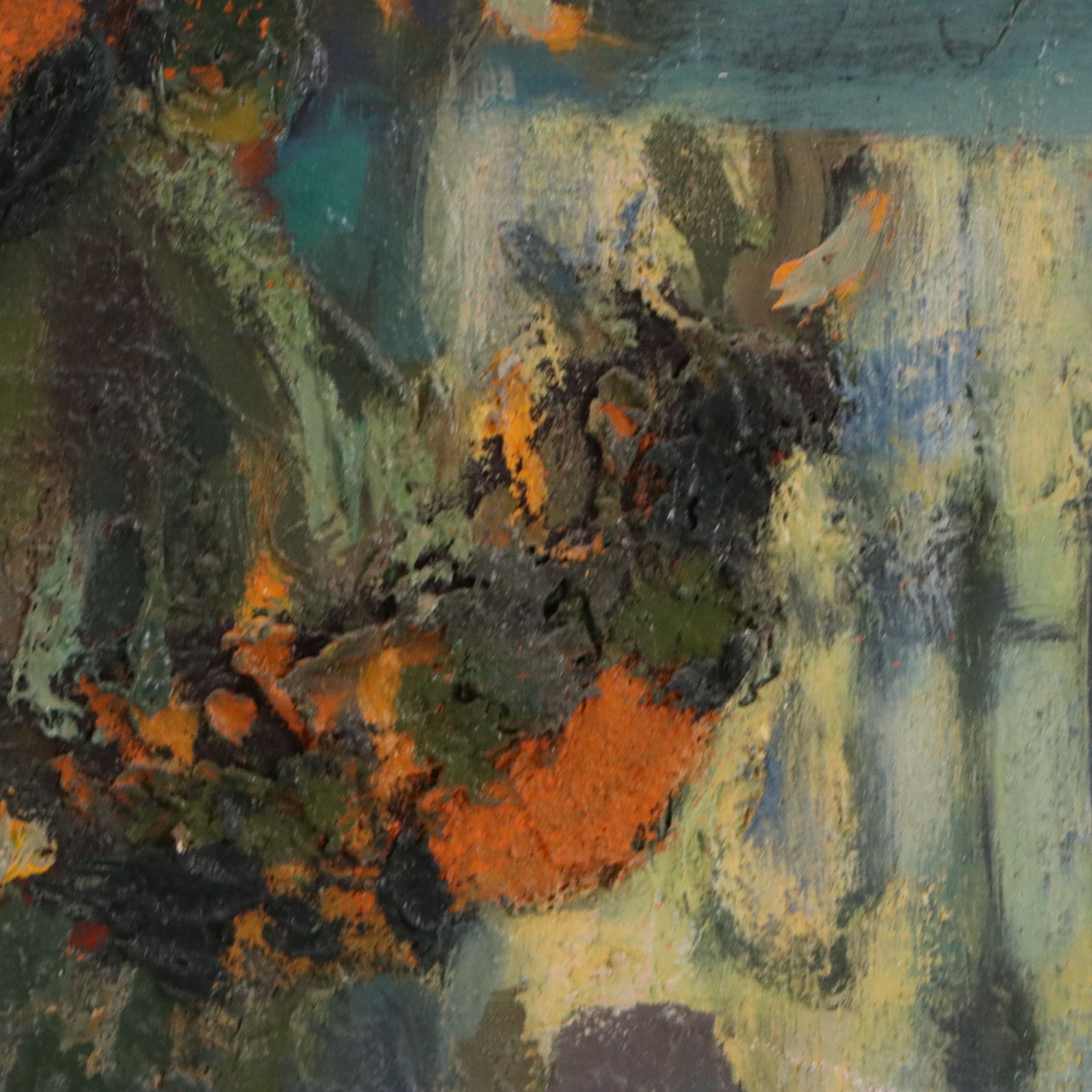 Modernist Impasto Floral Still Life Oil Painting