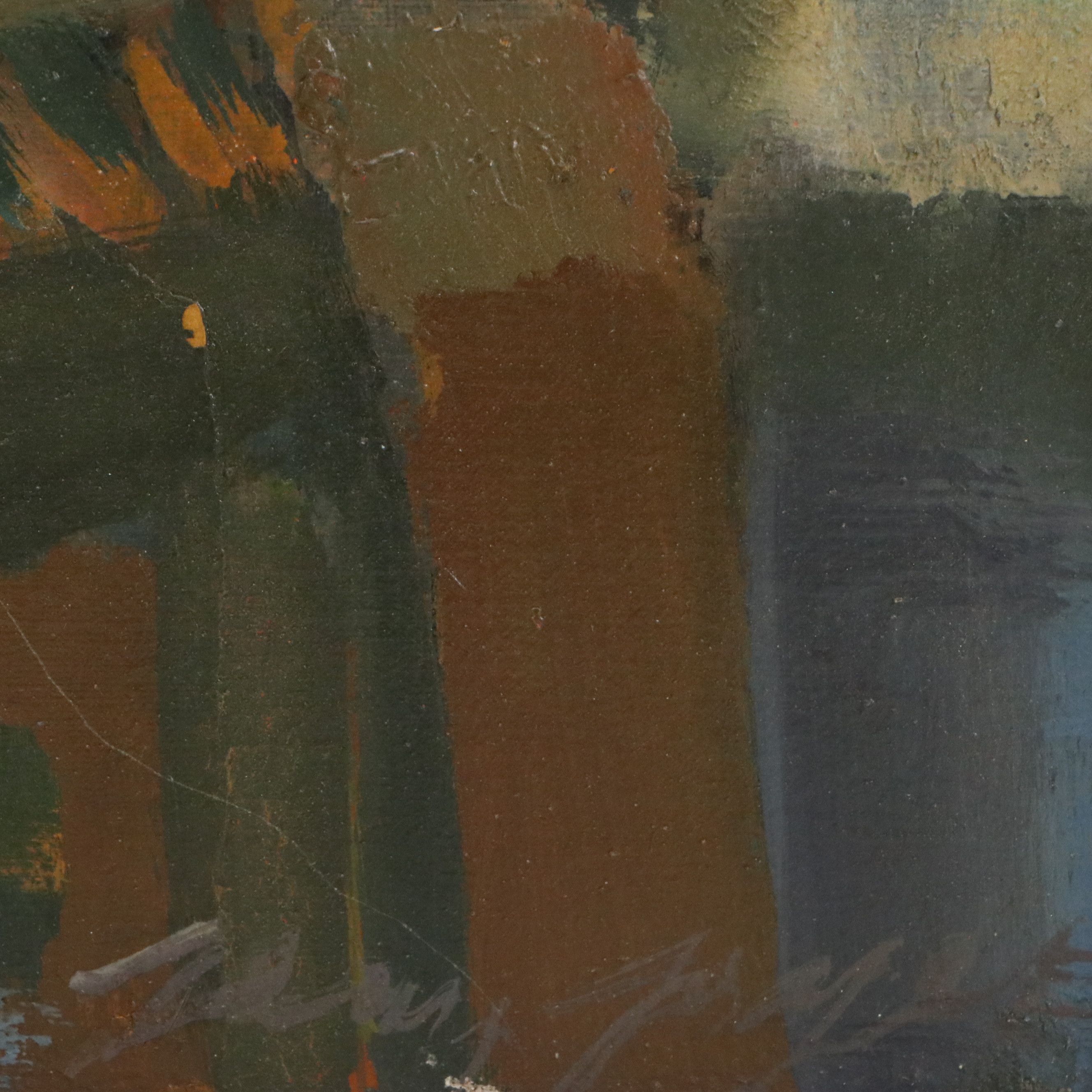 Modernist Impasto Floral Still Life Oil Painting