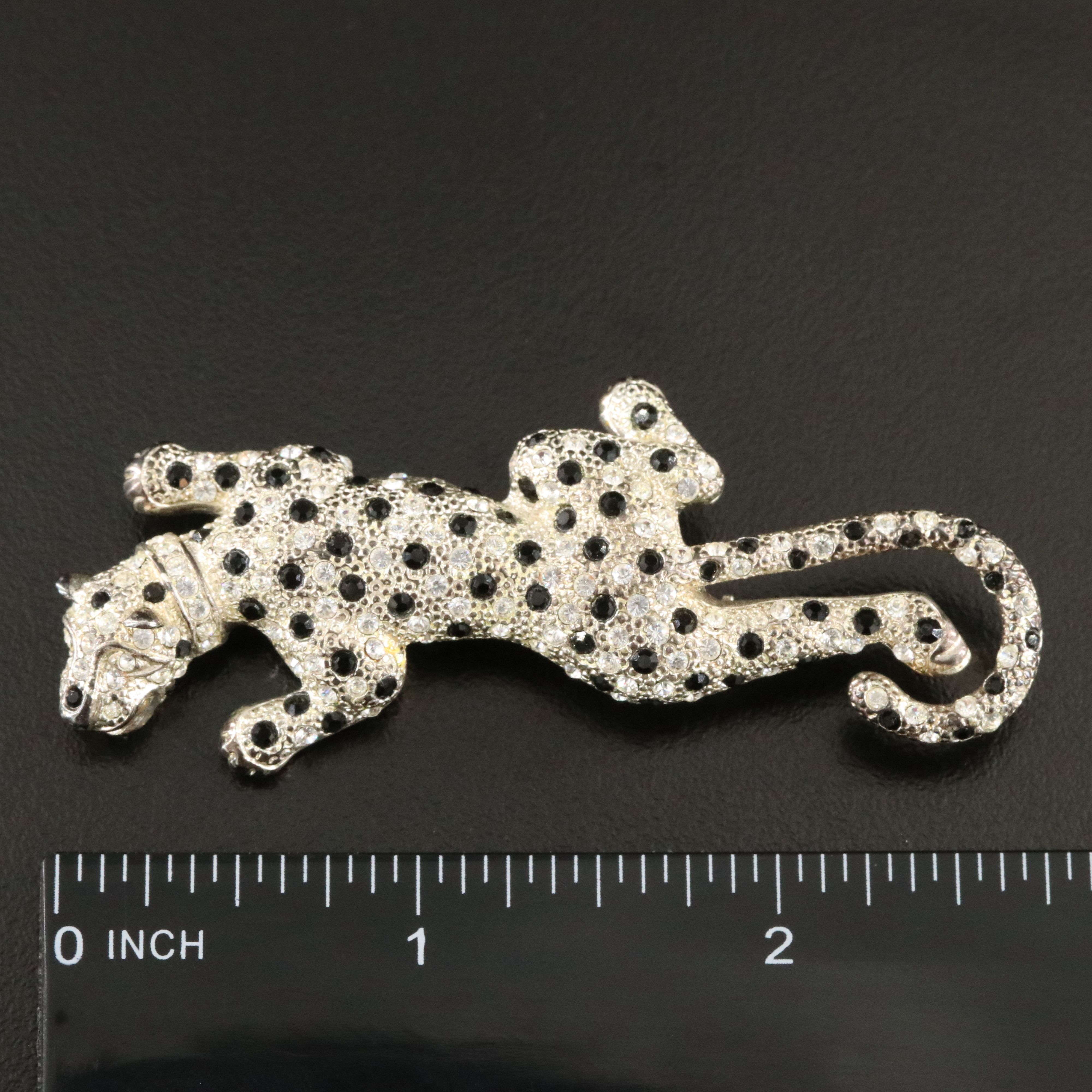 Vintage CZ, Faux Pearl, and Rhinestone Leaf and Panther Brooch Trio