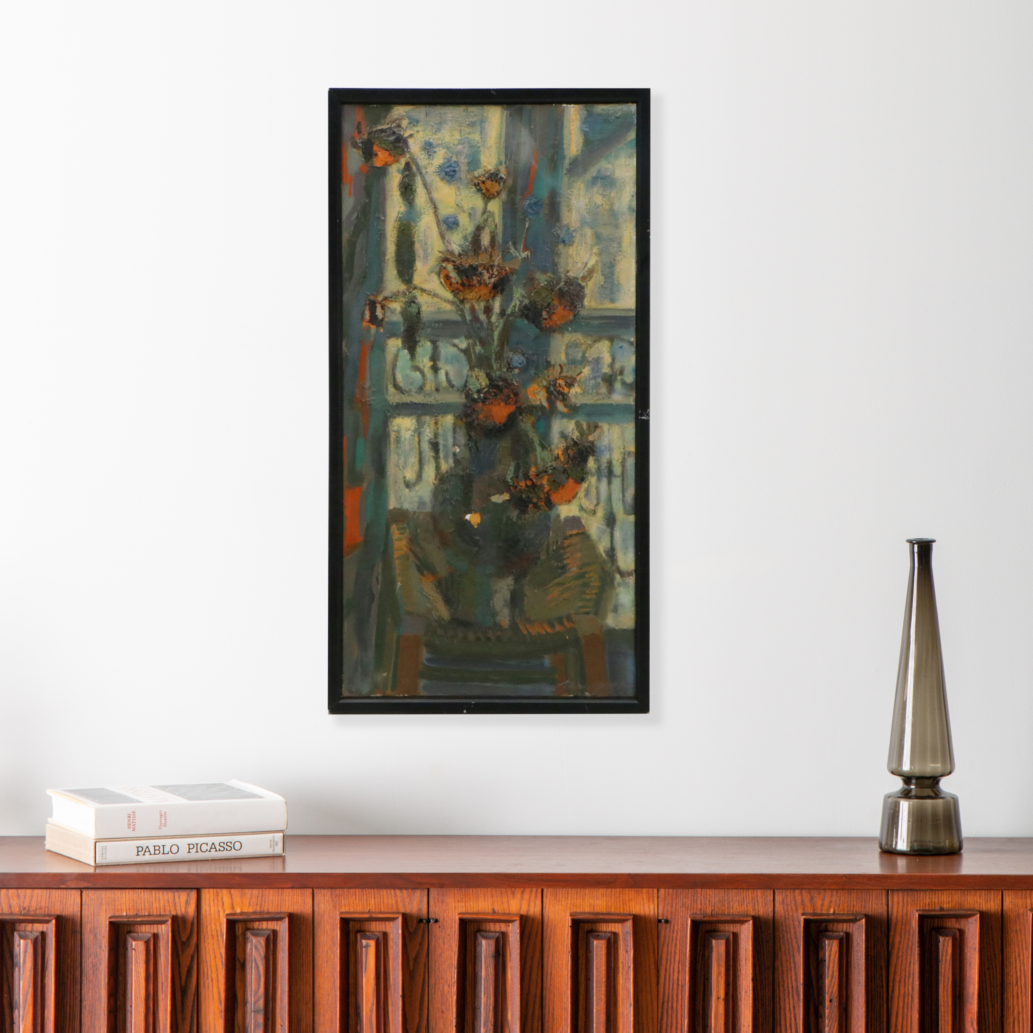 Modernist Impasto Floral Still Life Oil Painting