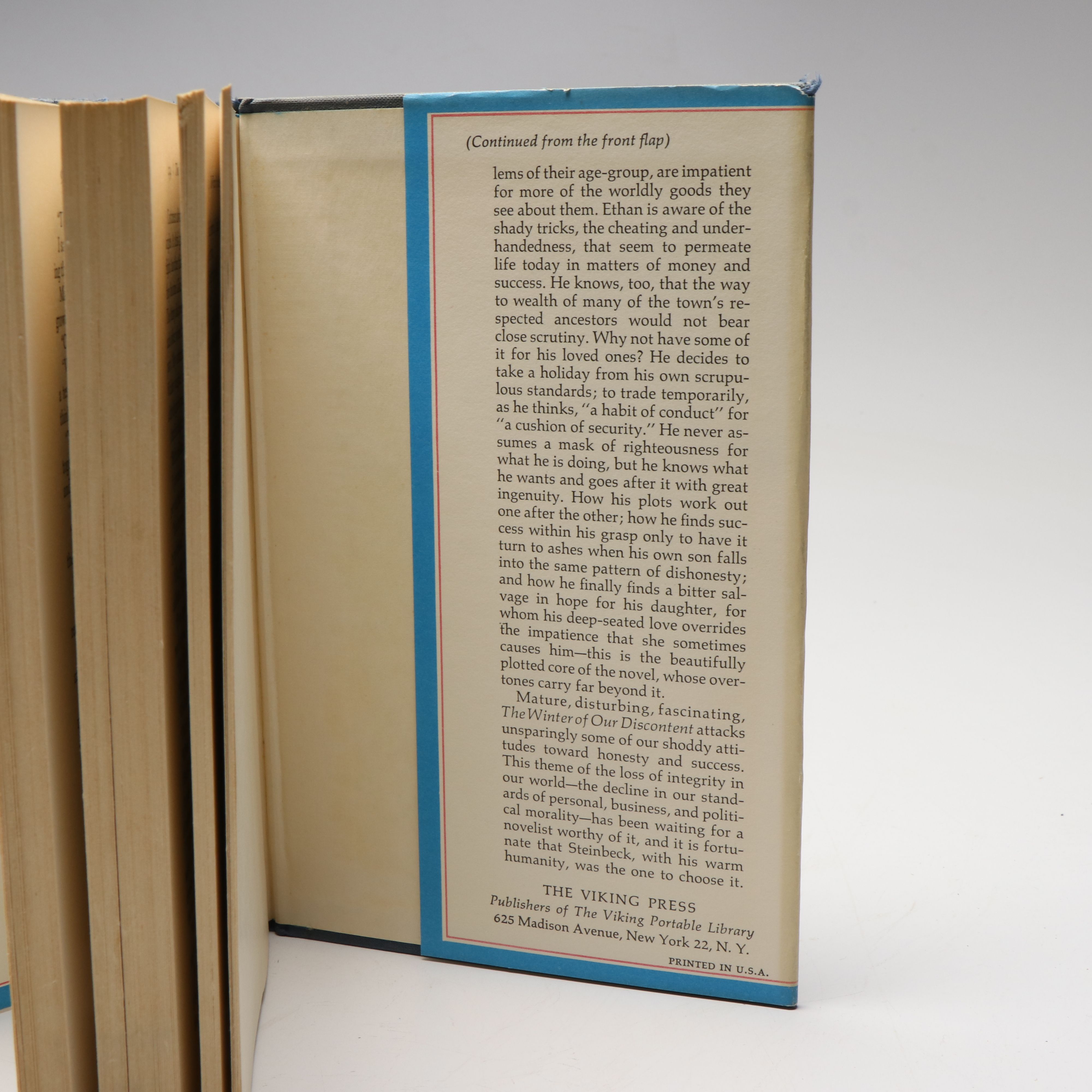 Book Club Edition "The Winter of Our Discontent" by John Steinbeck, 1961