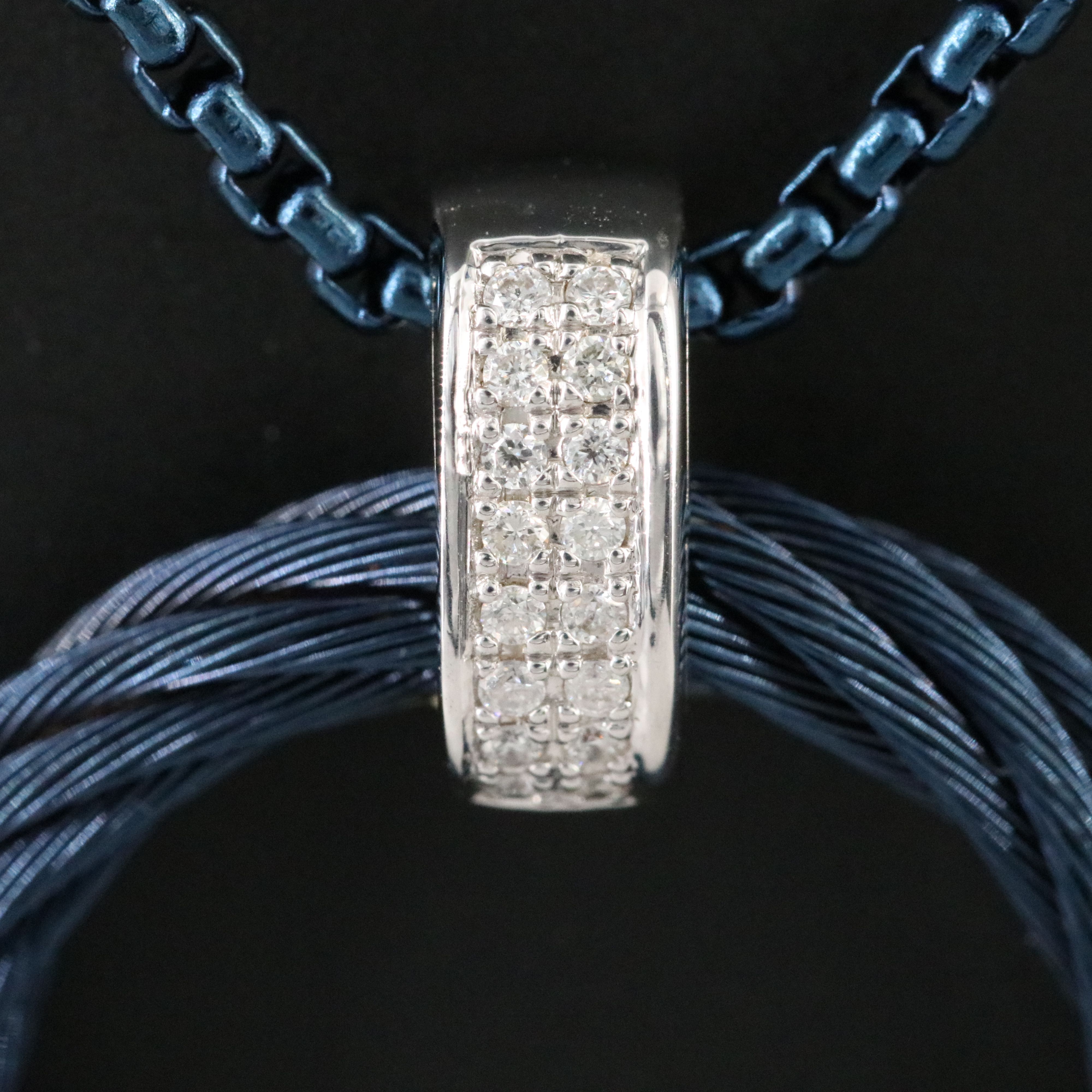 Alor Stainless Steel Cable Pendant Necklace with 14K Diamond Accent