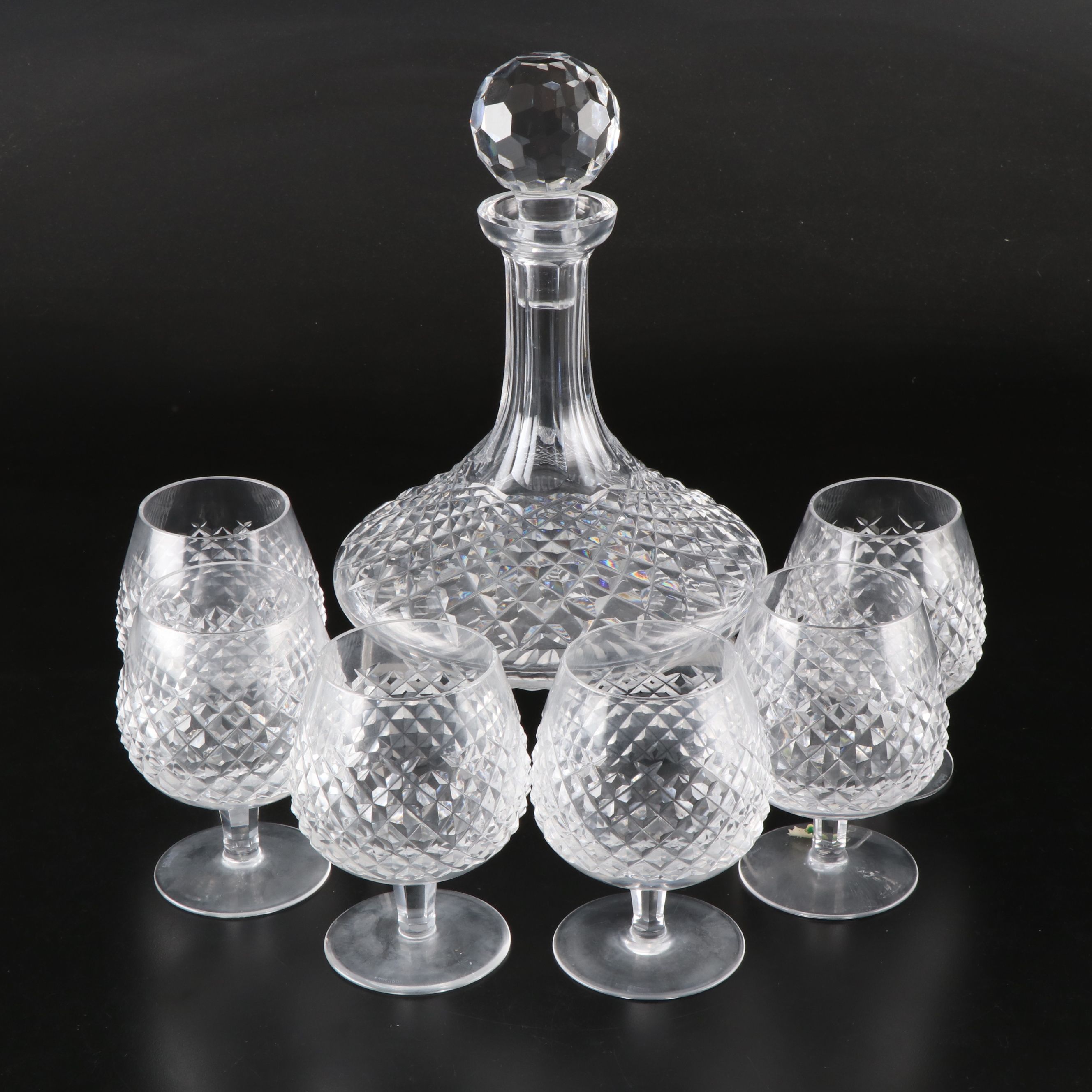 Waterford Crystal "Alana" Brandy Glasses and Decanter