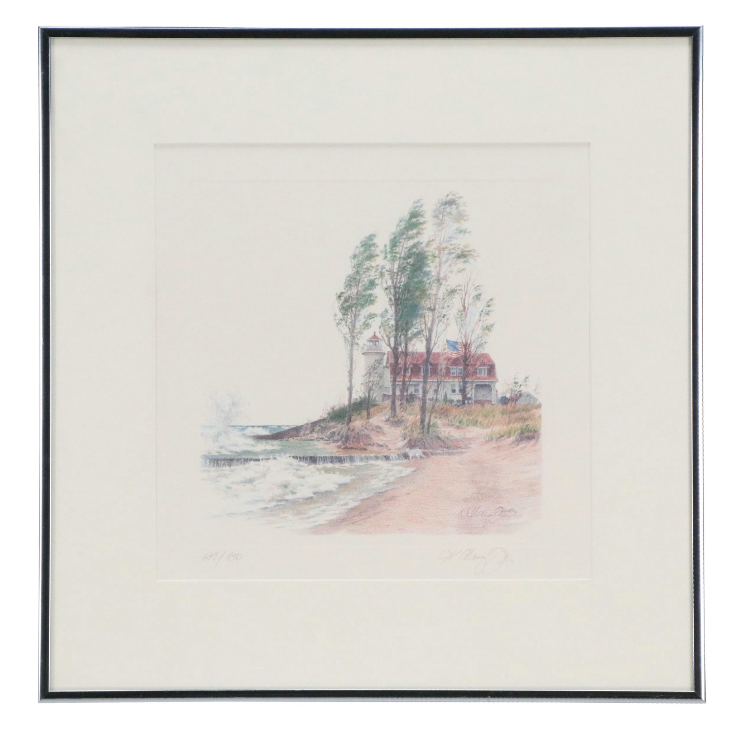 Kathleen Chaney Fritz Offset Lithograph "Point Betsie," Late 20th to 21st C.
