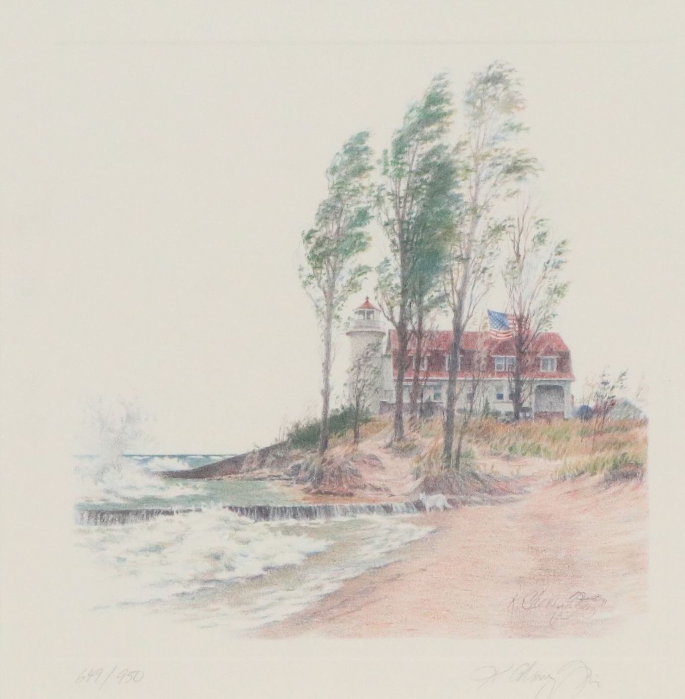 Kathleen Chaney Fritz Offset Lithograph "Point Betsie," Late 20th to 21st C.