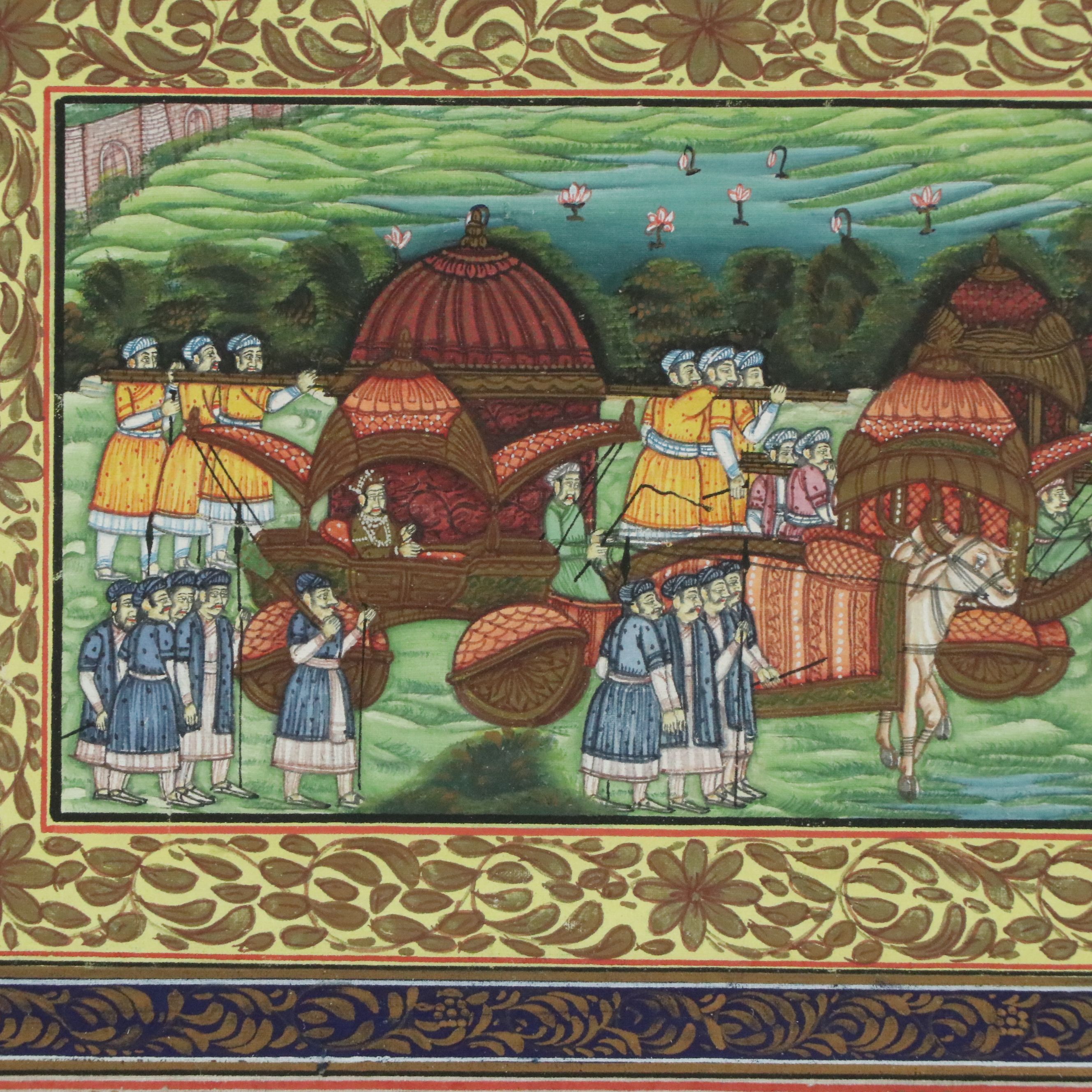 Indo-Persian Gouache Painting of Royal Procession