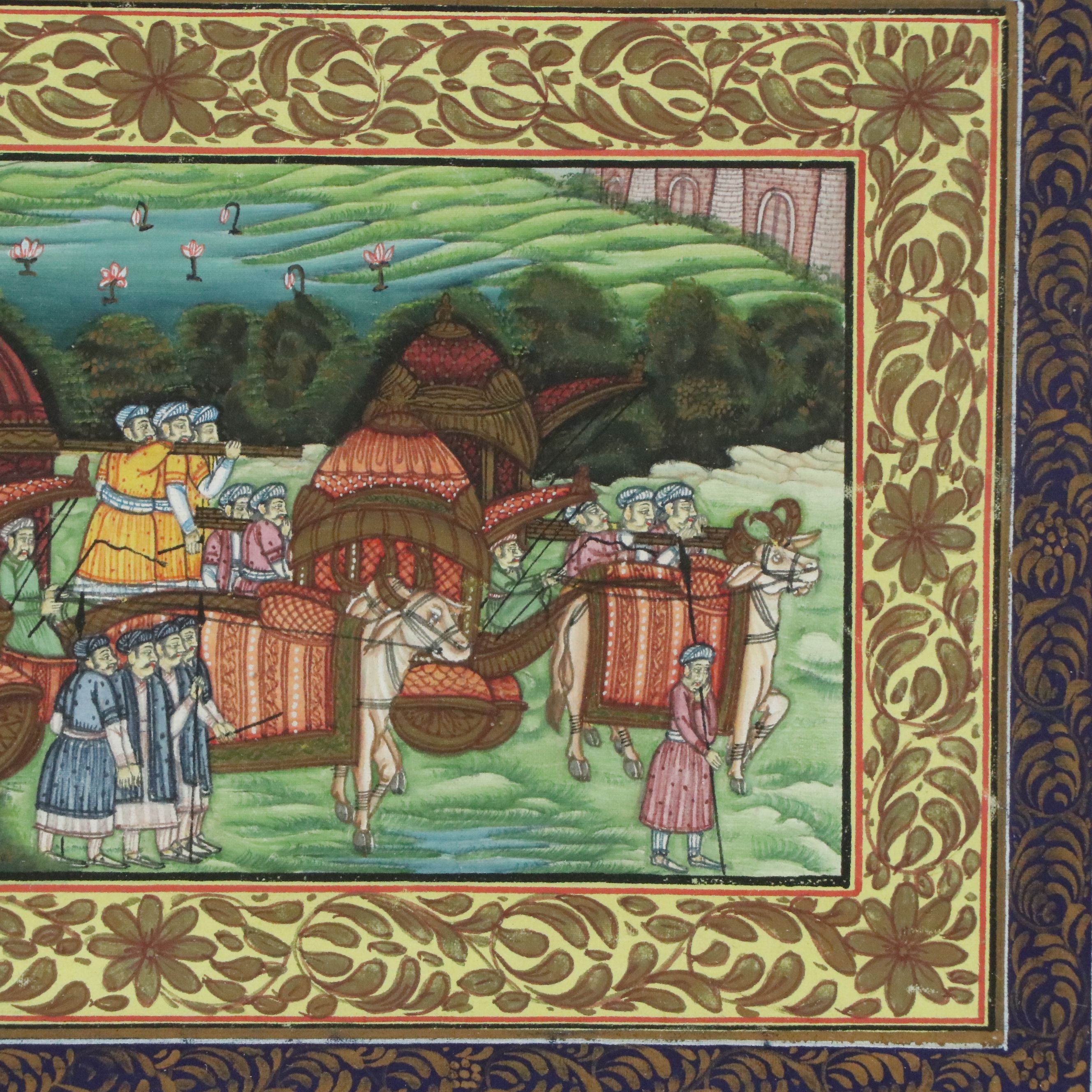 Indo-Persian Gouache Painting of Royal Procession