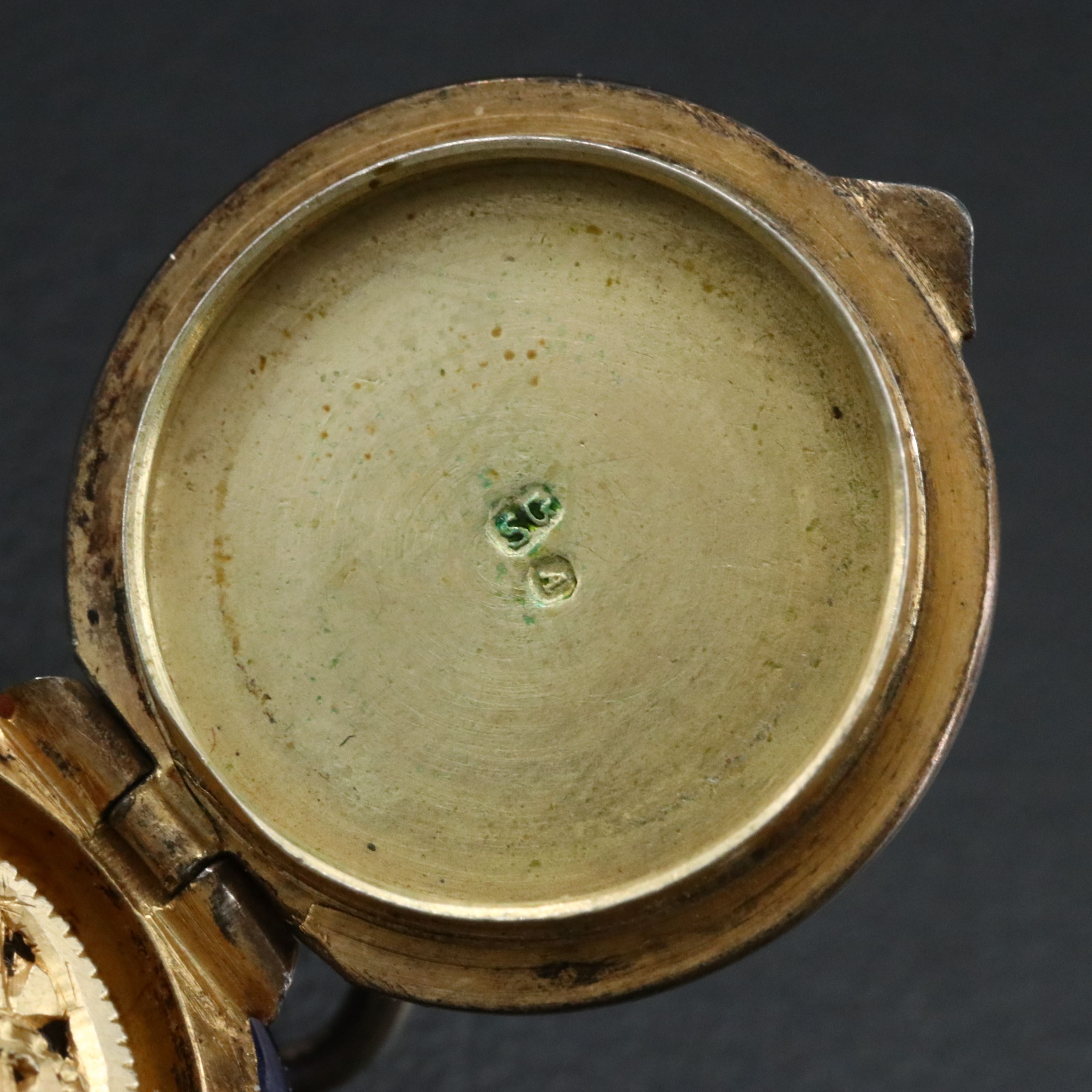 Austrian Sterling Gilt Painted Enamel Vinaigrette Pendant