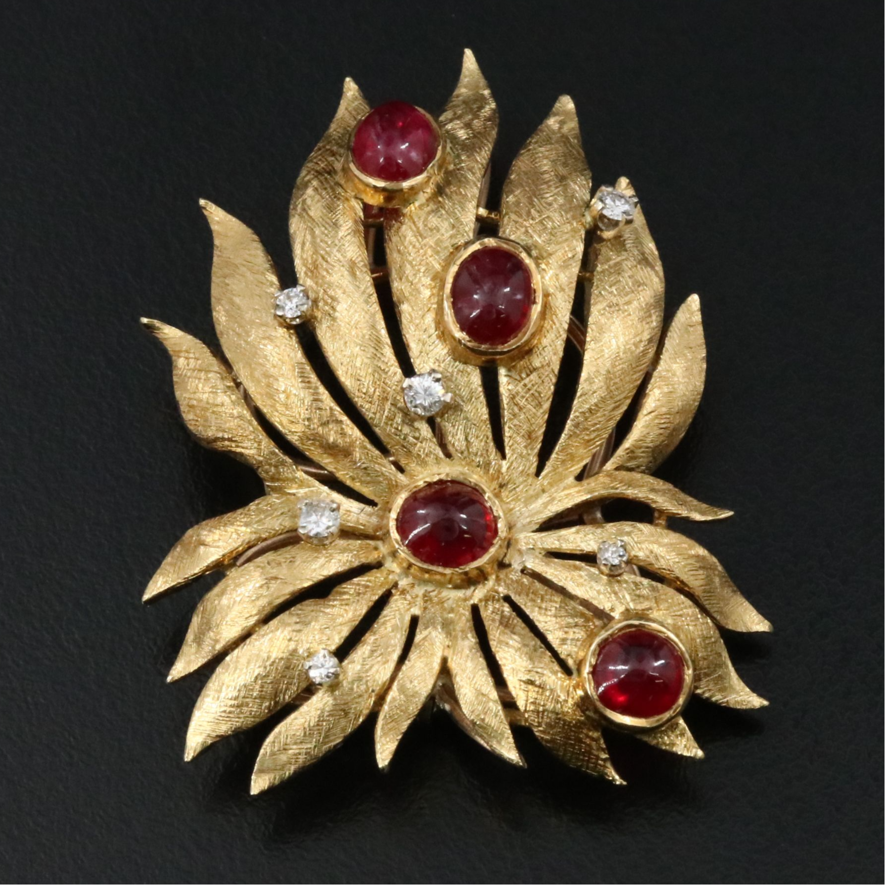 Bellocchio 14K Ruby and Diamond Sea Anemone Brooch